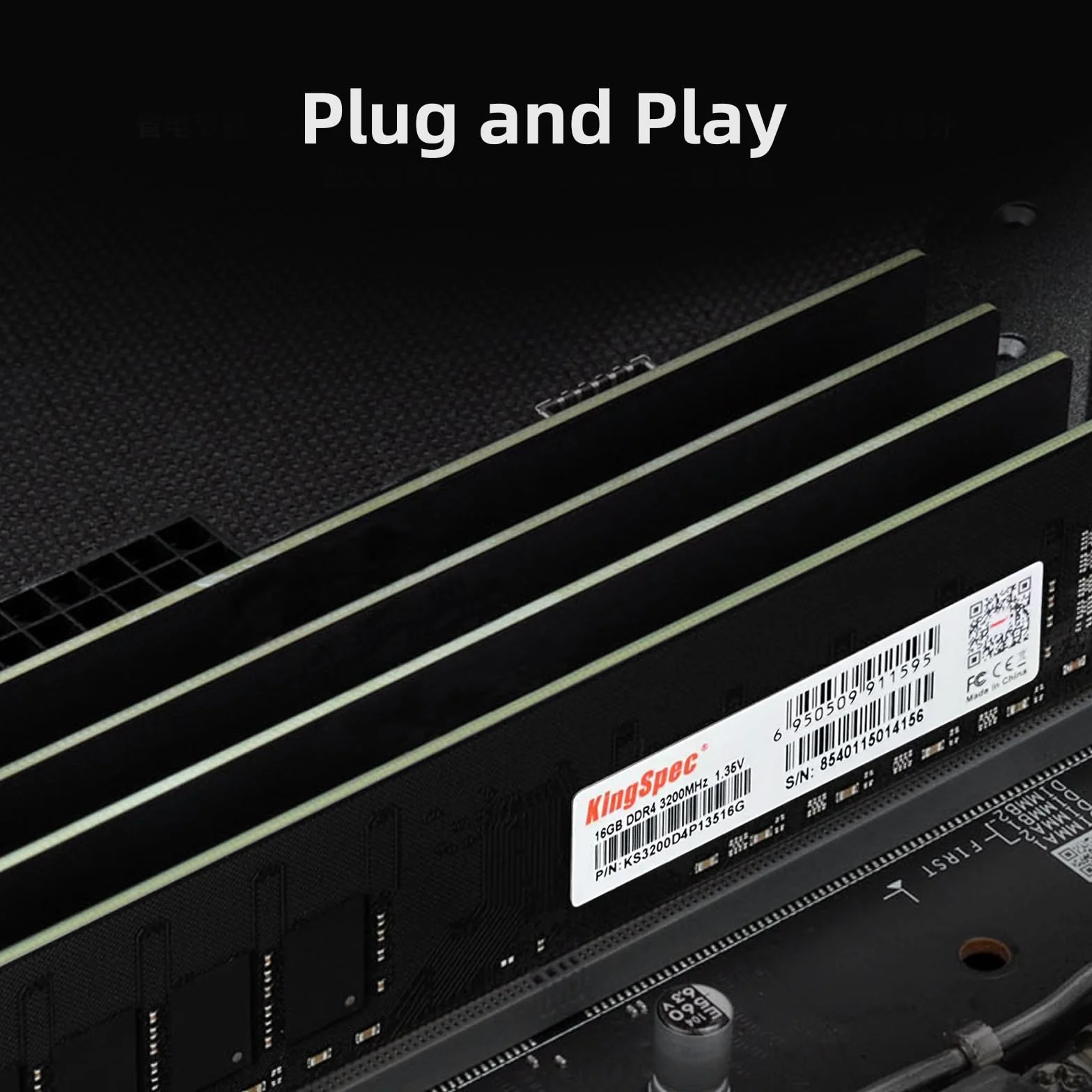 KingSpec 32 GB (2 x 16 GB) DDR4 RAM 3200 MHz do komputerów stacjonarnych - Plug-and-Play, do użytku domowego i biurowego, wersja standardowa, 288-pinowa pamięć DIMM CL18 1,35 V kompatybilna z