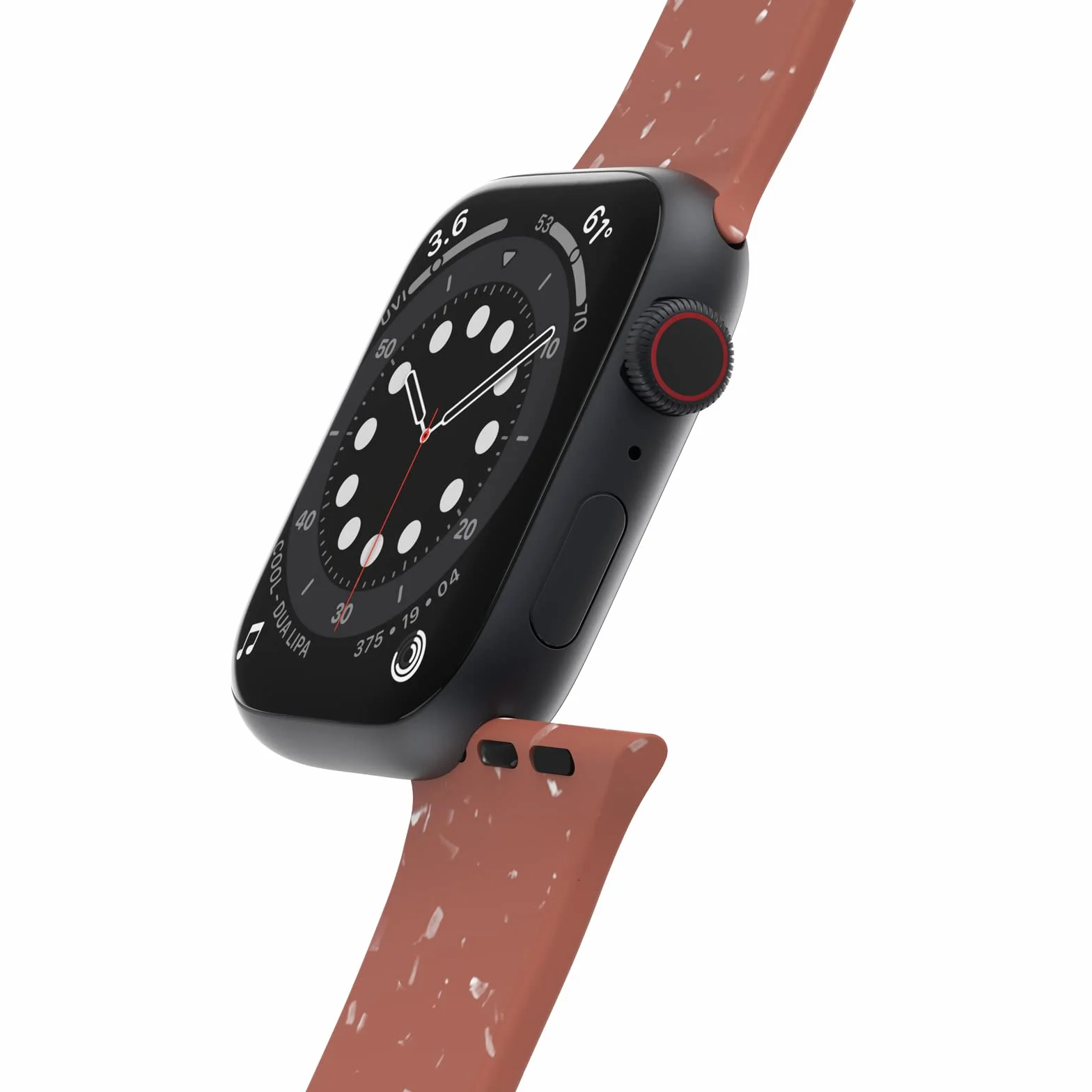 OtterBox Terrus pasek do zegarka Apple Watch 44/45/46mm, wytrzymały pasek z miękkiego silikonu do zegarka Apple Watch, z żywymi plamkami wykonanymi z materiału pochodzącego z recyklingu, Czerwone