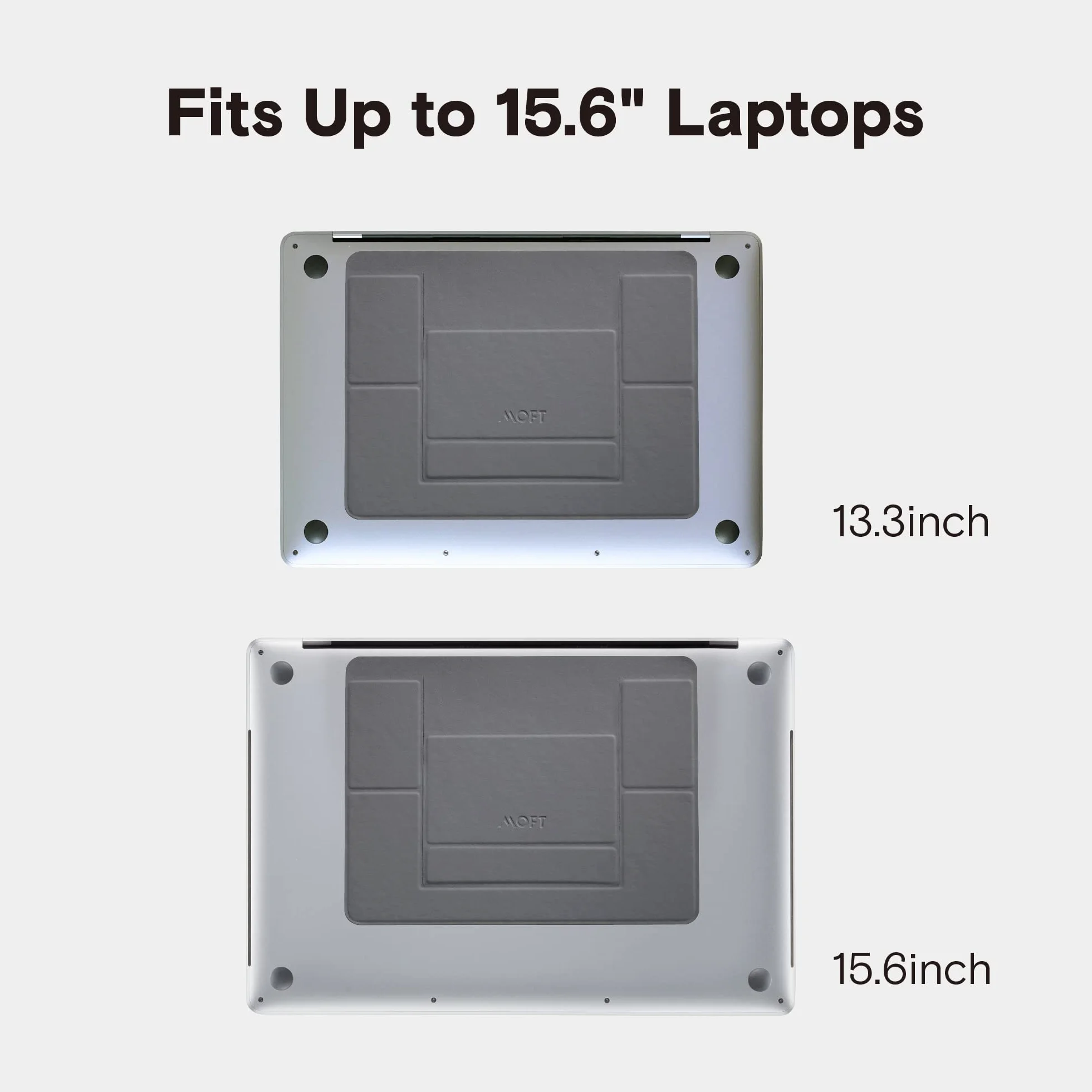 MOFT Stojak na laptopa, składany stojak na laptopa, stojak na notebooka z 2 regulowanymi kątami, poprawia postawę, kompatybilny z MacBook Air, MacBook Pro 11''-16", samoprzylepny, srebrny