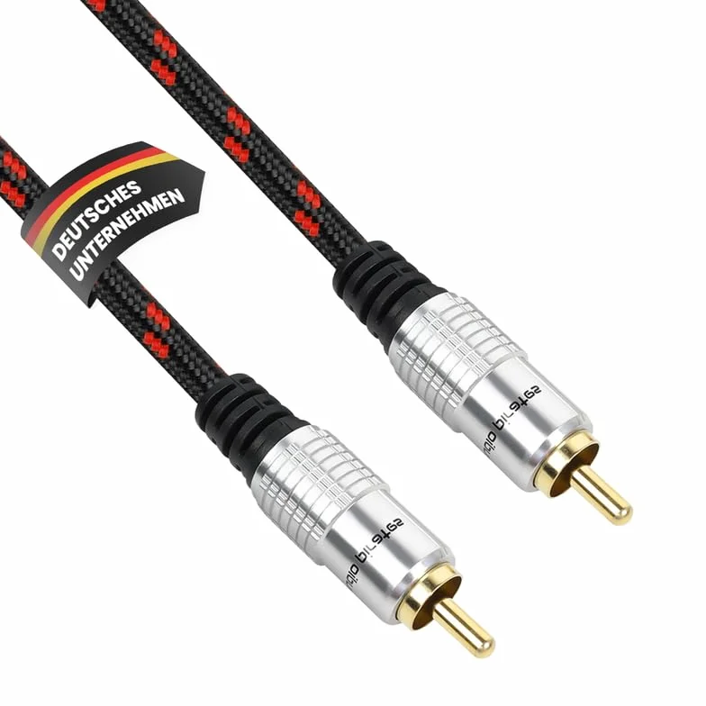 audio pirates Kabel cinch, 1 x wtyczka RCA na 1 x wtyk RCA, kabel audio | kabel audio z osłoną i złotymi stykami (0,5 metra)