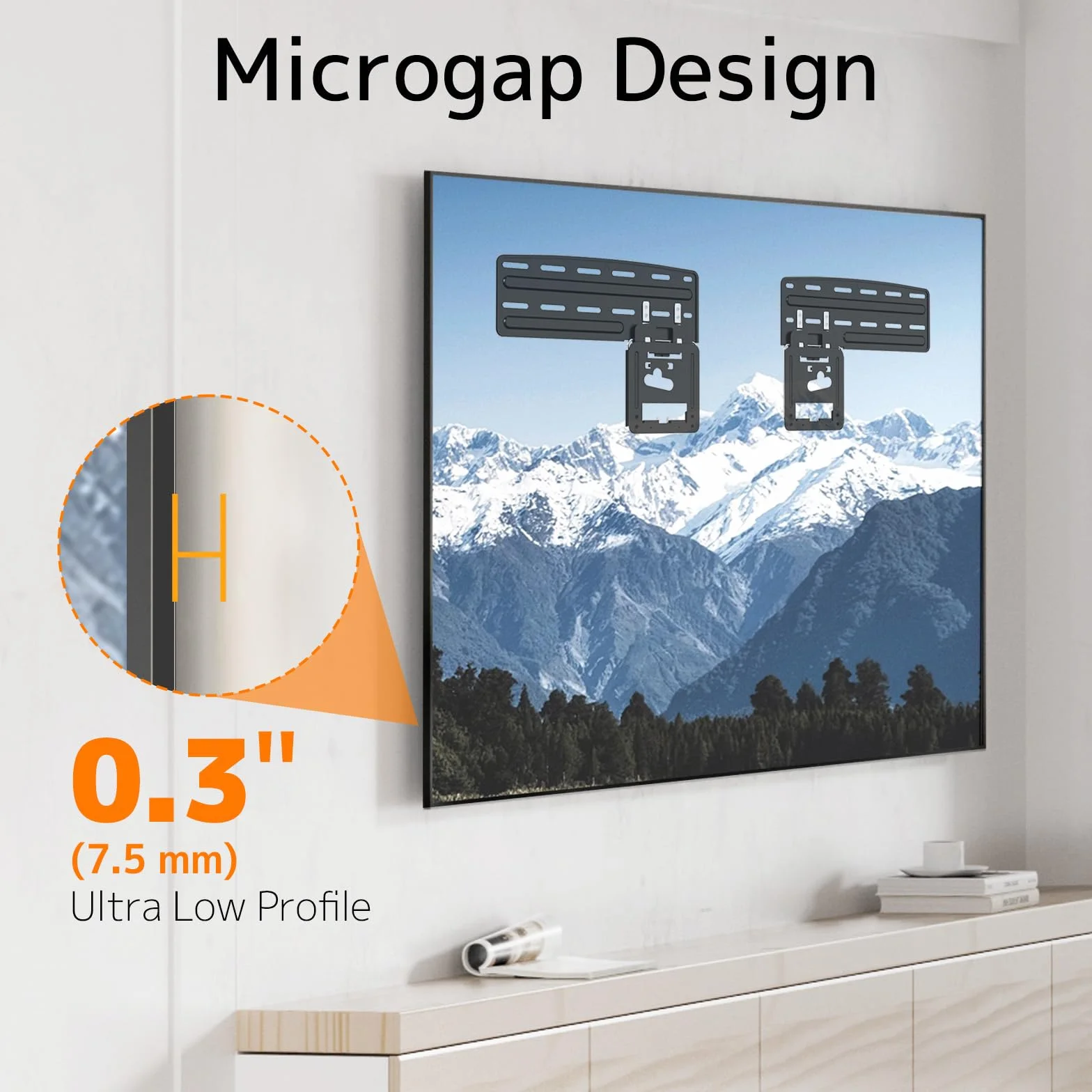 Uchwyt ścienny do telewizorów 43-85" Micro Gap Stały uchwyt ścienny do telewizorów, nośność 60 kg, VESA maks. 400x400 mm