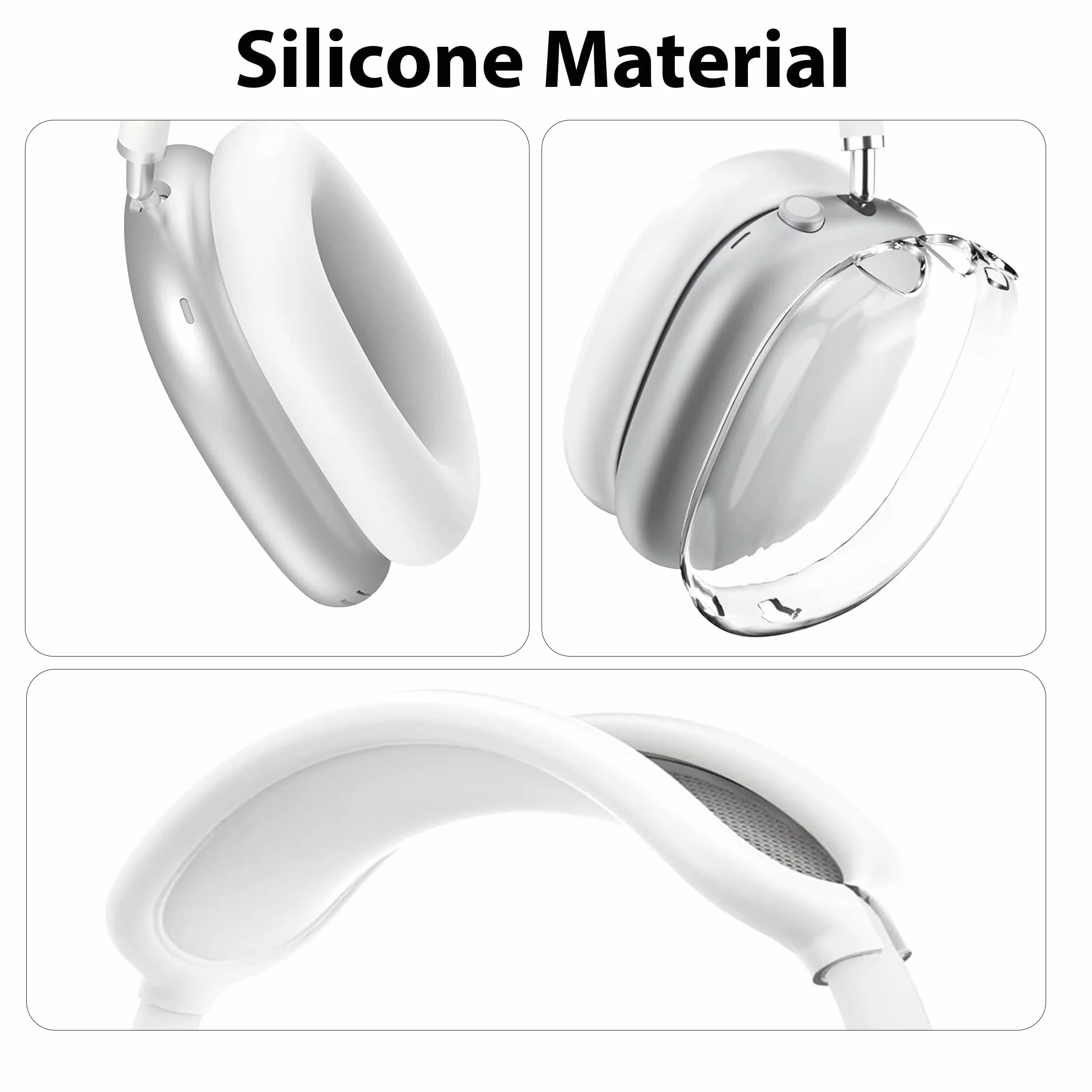 Pokrowiec ochronny AirPods Max, etui TPU + silikonowe nauszniki, biały