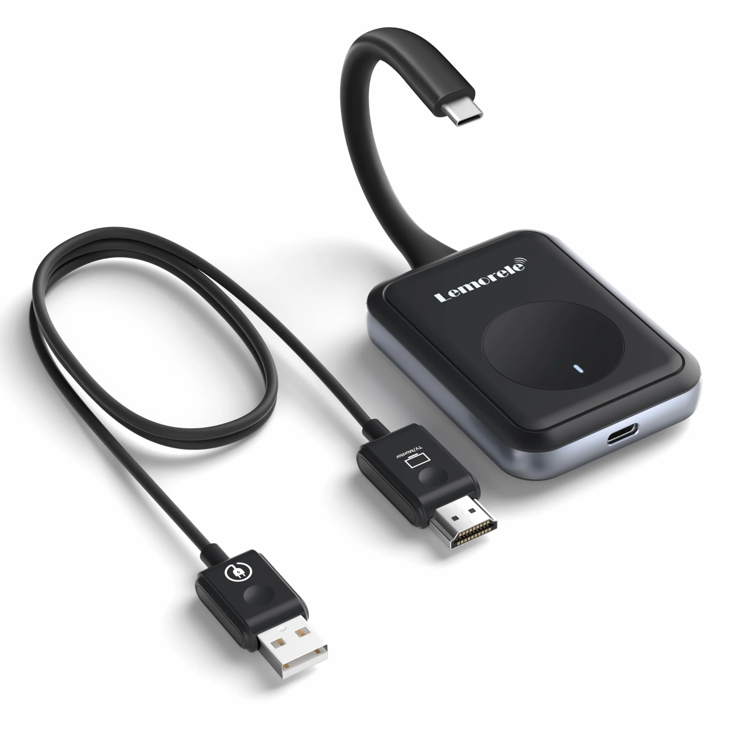 USB C Przewodowy Nadajnik i Odbiornik HDMI, Lemorele 50M 5G USB-C HDMI Funk USBC dla Mac-Book/Laptop/iPhone 15/Kamera do Monitora, Projektora, TV