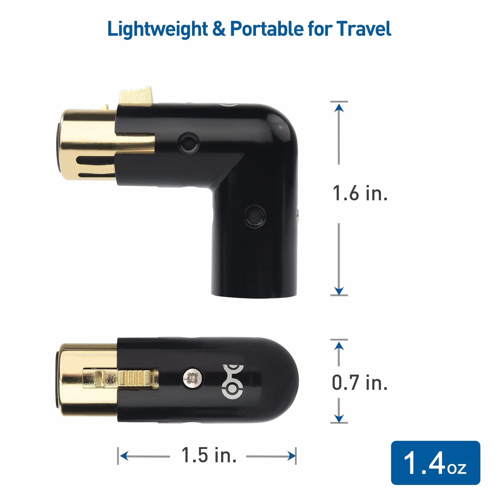 Cable Matters 2-Pak Regulowanych Adapterów Kątowych XLR Męski–Żeński | 3-Pin, metalowa obudowa, przelotowy dźwięk, do mikserów i instrumentów