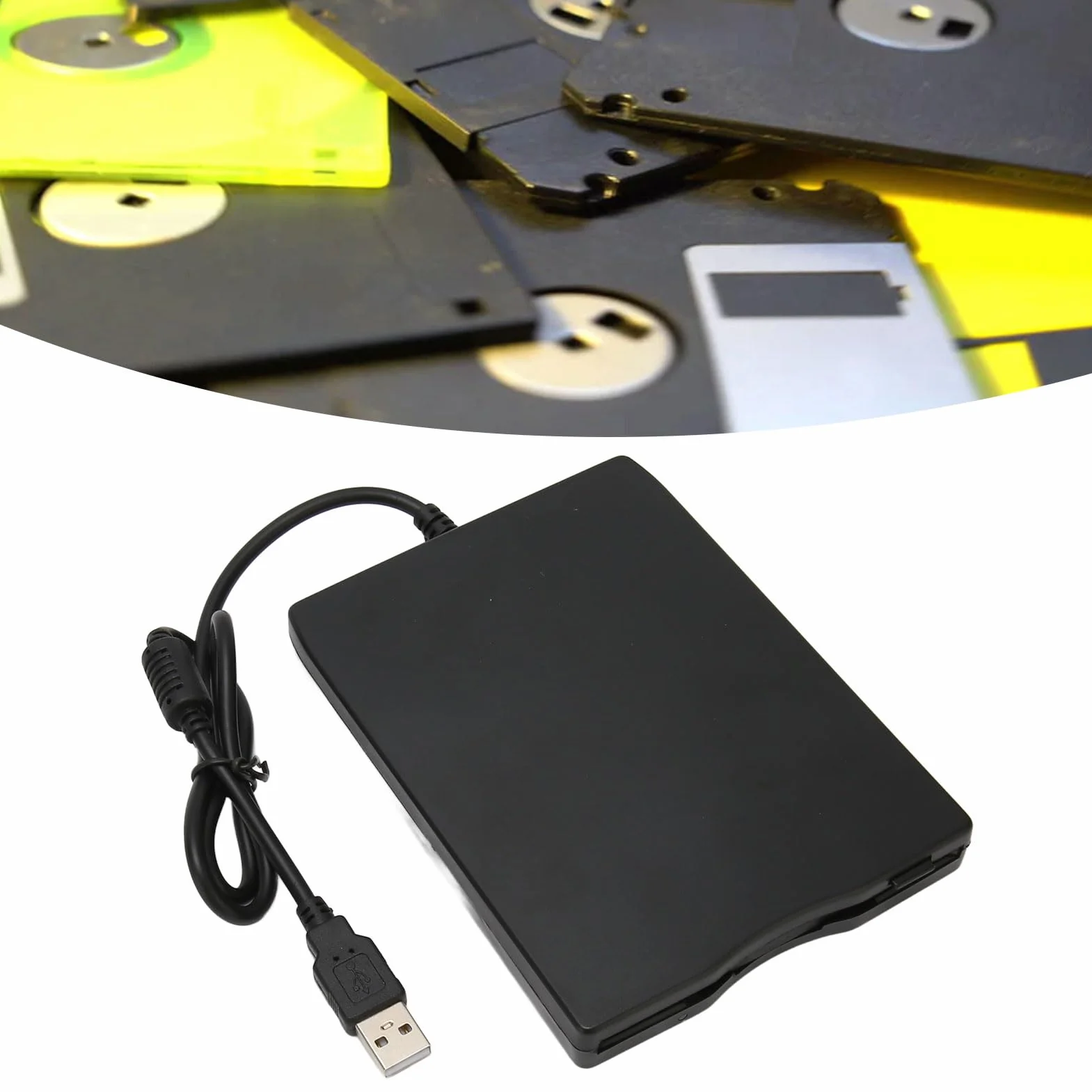 Ejoyous Czytnik dyskietek, 3,5-calowy zewnętrzny dysk dyskietek USB PC 1,44 MB/2 HD na zewnątrz, kompatybilny z 2000/7/10 XP Vista