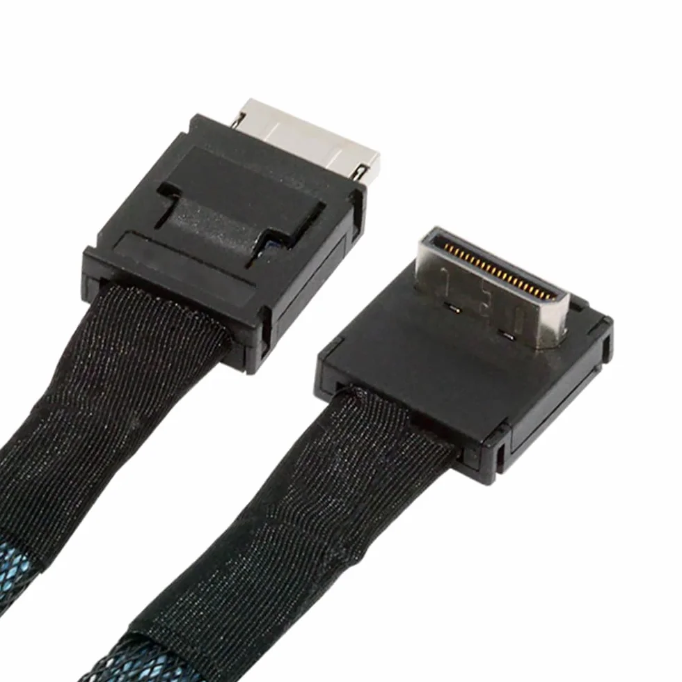 Kątowy 90 stopni OcuLink PCIe 4.0 PCI-Express SFF-8611 4i do SFF-8611 kabel do transmisji danych do eGPU SSD 80 cm
