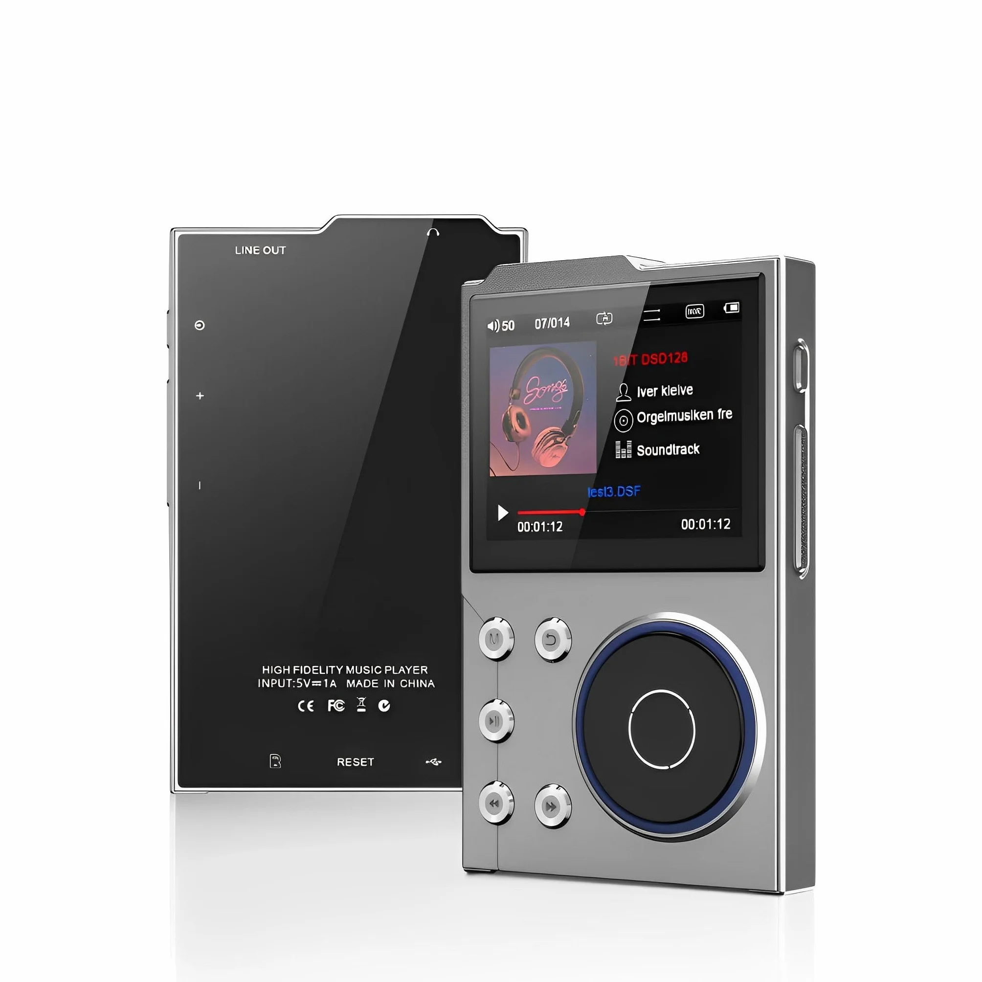 LICAEVEY Odtwarzacz MP3 HiFI z Bluetooth 5.3 | 2,4 "Display HD Portable Music Player | Bezprzestierny DSD FLAC Digital Audio Player | 16 GB + 256 GB Rozszerzalny pamięć
