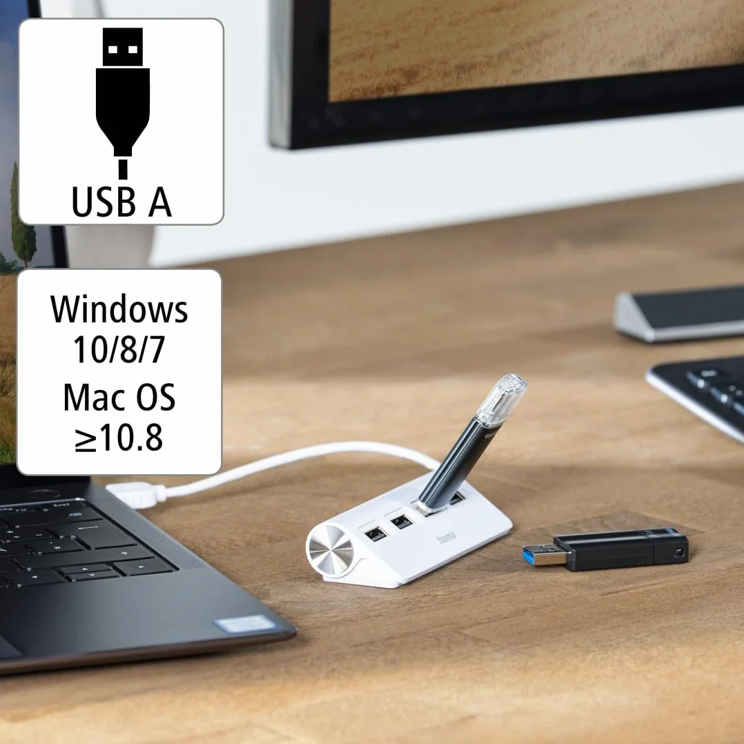 Hama Kompaktowy hub USB 2.0 4xUSB-A 480 Mbps 4 porty biały