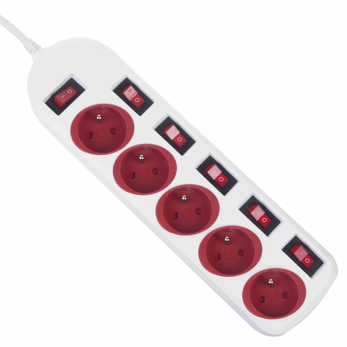 Maclean MCE204 R/W listwa zasilająca E 5 gniazd 1,5 m z przełącznikiem ochrona przed przepięciem 10 A