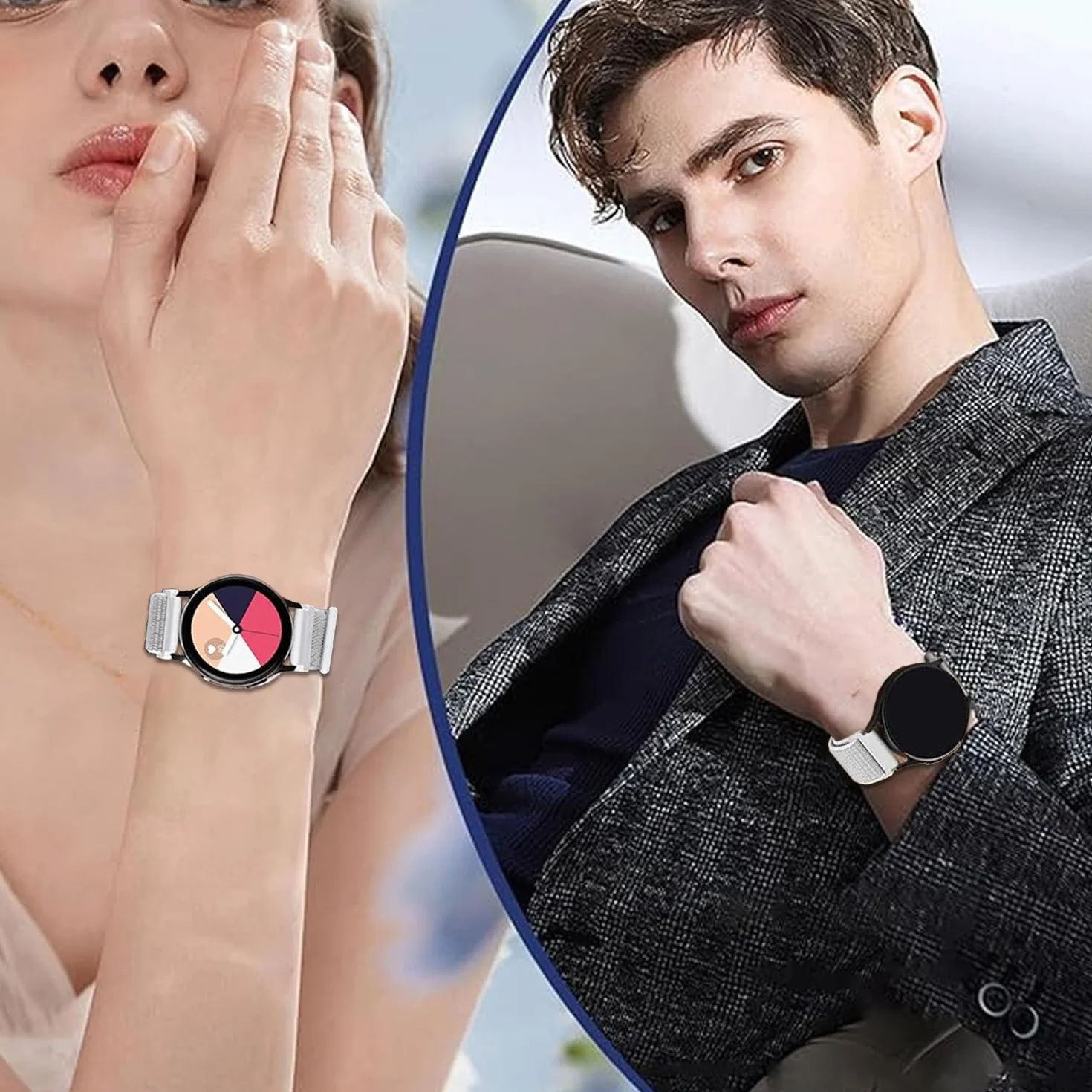 Sundara 18mm 19mm 20mm 22mm Nylonowy Pasek do zegarka sportowego o szerokości, kompatybilny z Garmin/ID205L/Galaxy/Huawei/Amazfit, Uniwersalny Pasek do Zegarka