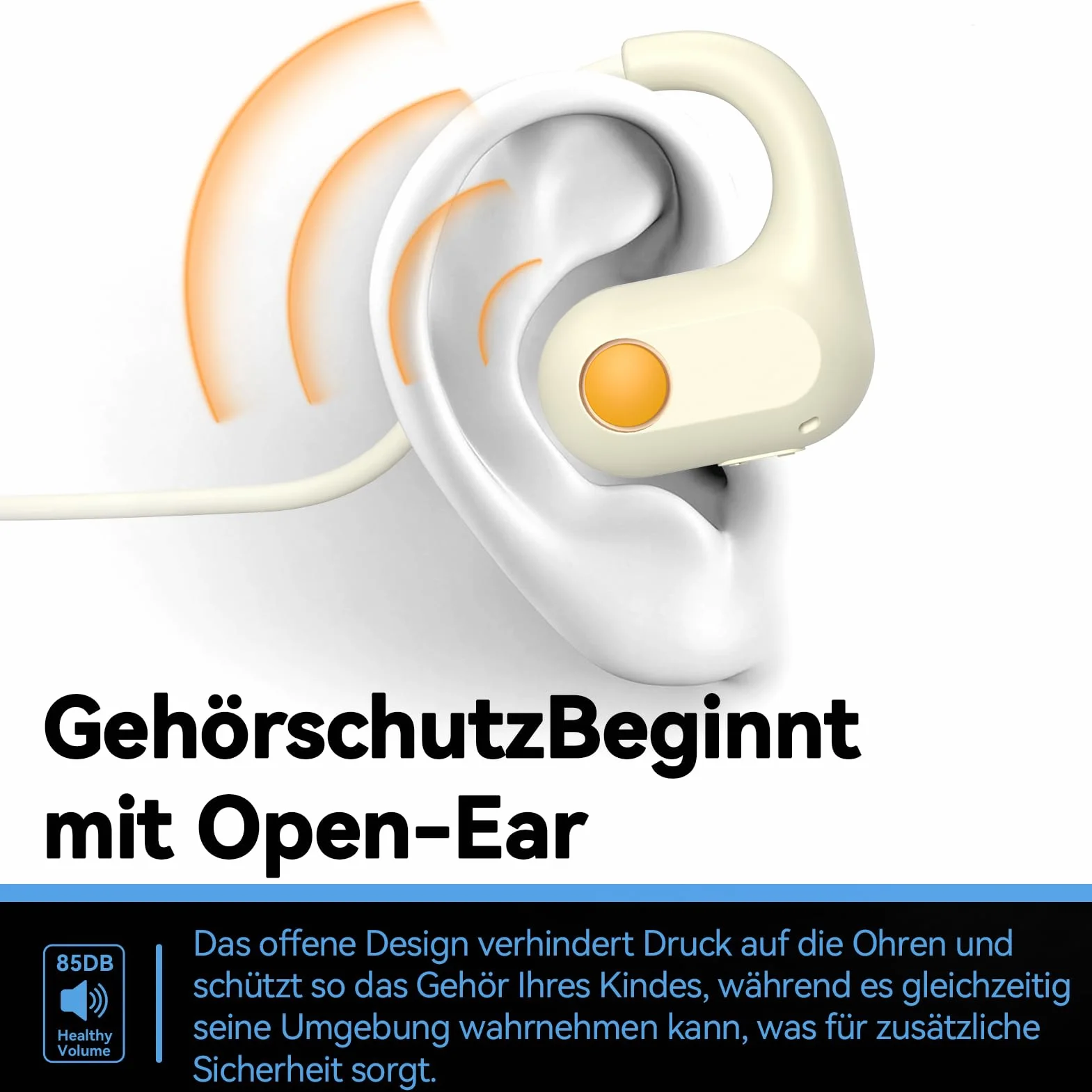 ANCwear Open Ear słuchawki bezprzewodowe odporne na pot do biegania (mleczna biel)