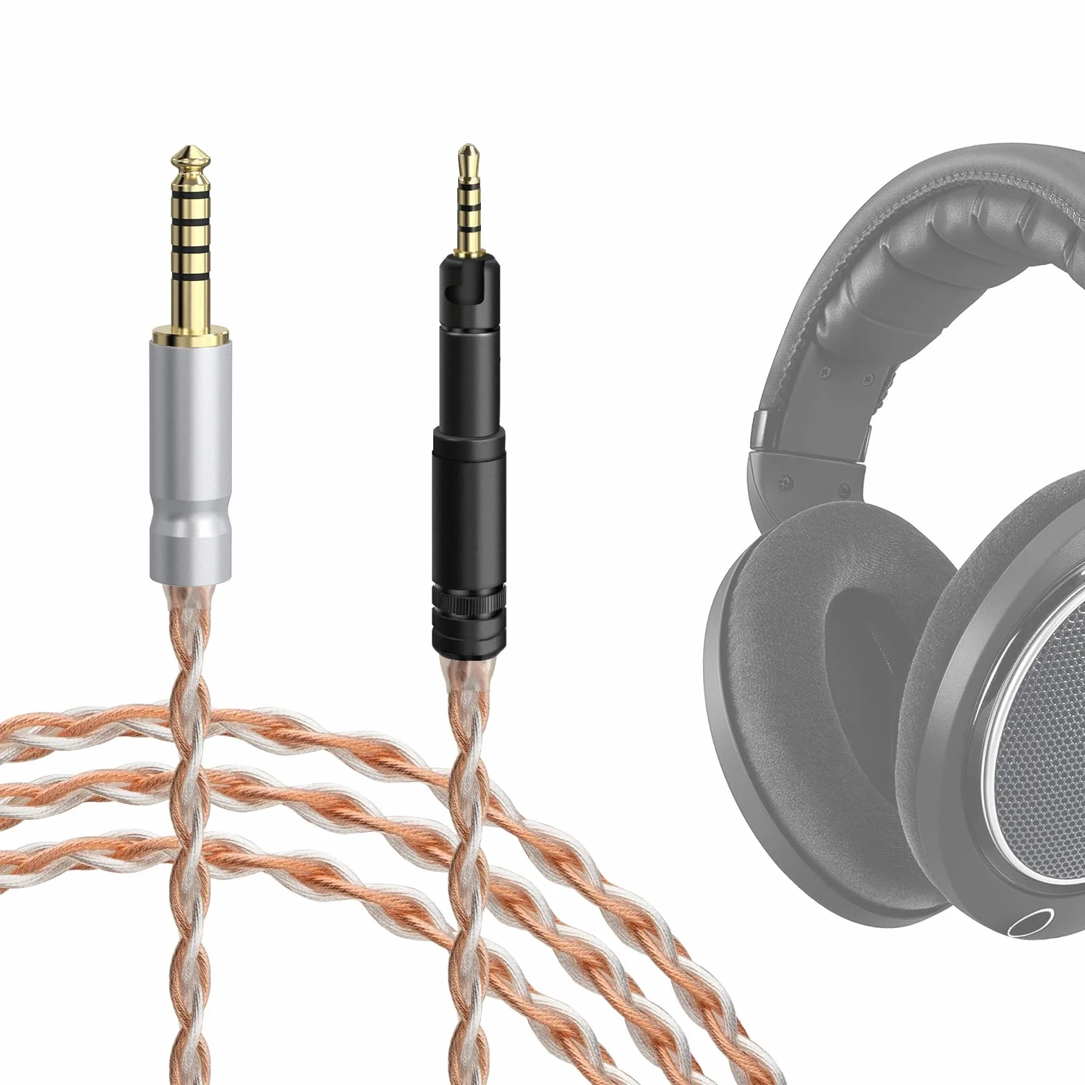 Geekria Apollo Srebrzony kabel audio do aktualizacji 4,4 mm na 2,5 mm kompatybilny z Sennheiser HD620S HD599 HD598 HD560S HD400PRO HD579 HD569 HD550 HD505, kabel zamienny (4,9 ft/1,5 m)
