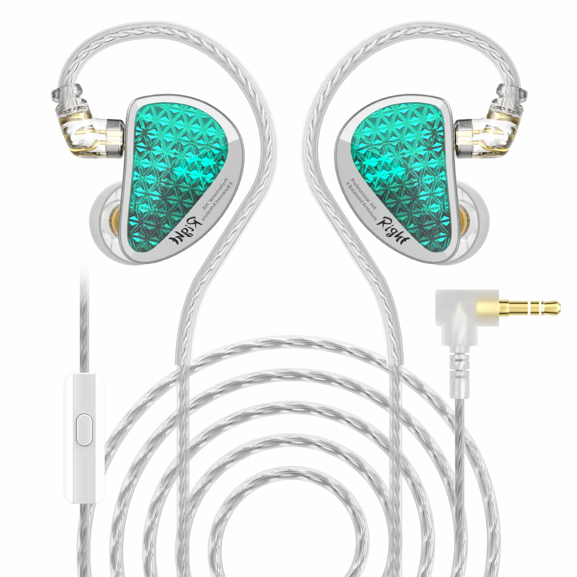 KEEPHIFI KZ AS16 PRO przewodowe słuchawki IEM z mikrofonem, 4 x 31736 BA i 2 x 29689 BA i 2 x 22955 BA HIFI słuchawki douszne, elektroniczny podział częstotliwości PCB, zestaw słuchawkowy 20-40 kHz
