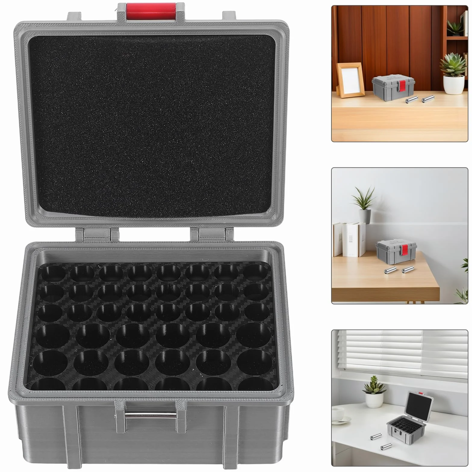 Organizer Do Baterii Aaa Przenośny Pojemnik z Wieloma Slotami Baterie Praktyczne Etui Do Przechowywania i Organizacji Domu Metaliczny Srebrny Design Kompaktowy Baterie Wytrzymały
