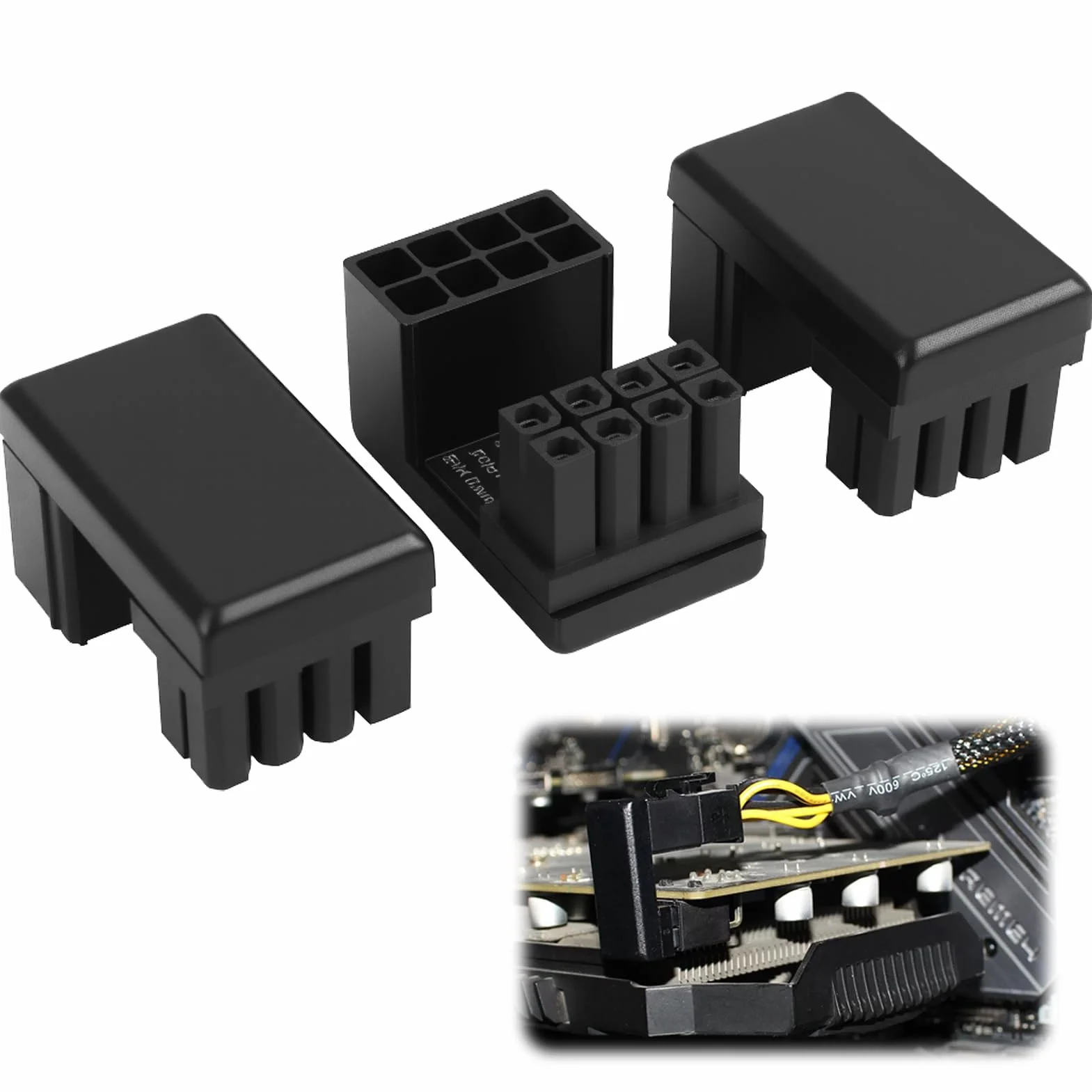 GPU VGA PCIe 8-pinowe U Turn 180 stopni złącze kątowe adapter do kart graficznych, kompatybilny z ASUS, NVIDIA