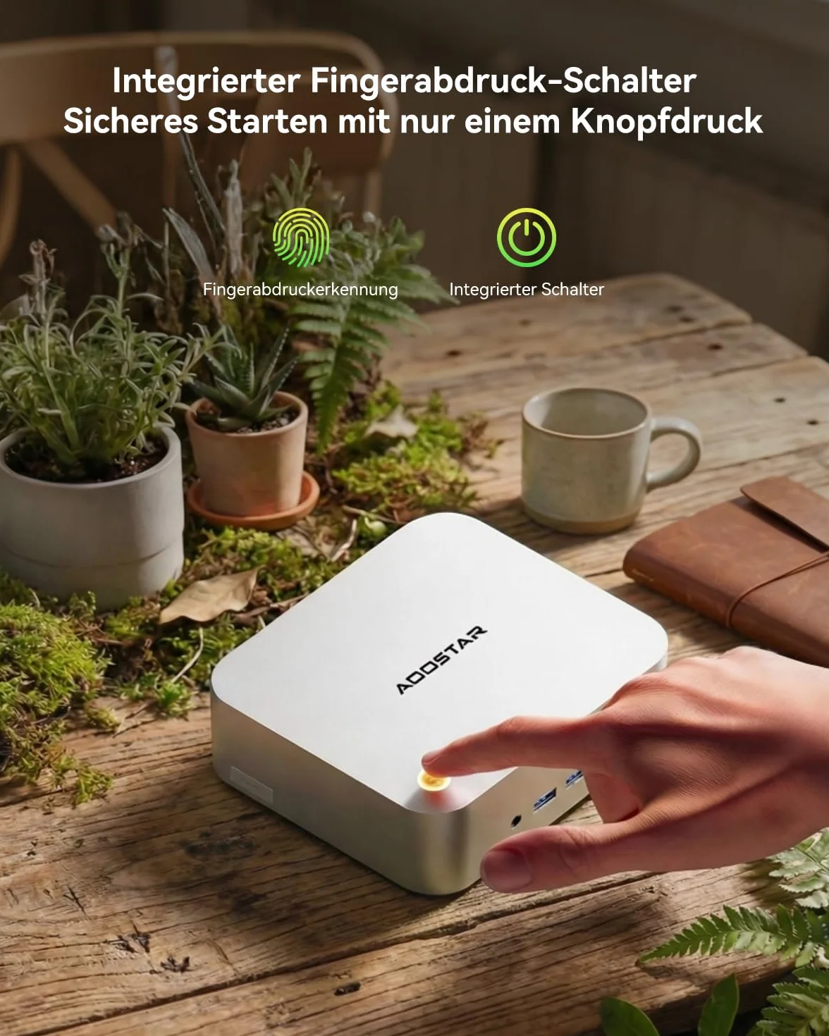 AOOSTAR MACO Mini PC R7 6850H (do 4,7 GHz) mini komputer stacjonarny 24 GB LPDDR5 RAM 1TB PCIe4.0 SSD, Micro PC W11 Pro Radeon 680M/OCuLink/2xUSB4/2x2,5G LAN/4K Quad-Display/odblokowywanie linii