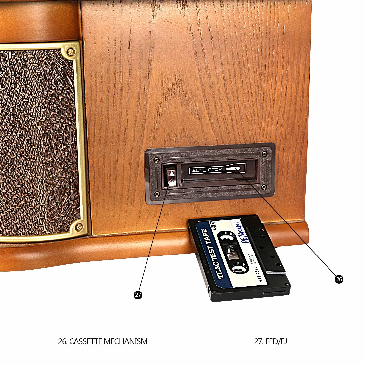 Drewniany gramofon vintage 7 w 1, odtwarzacz na kasety, płyty CD, odtwarzacz USB, odtwarzacz winylowy, Bluetooth, wbudowany system stereo, odtwarzacz z nagrywaniem, kodowanie USB, gniazdo słuchawkowe 3,5 mm, RCA AUX IN