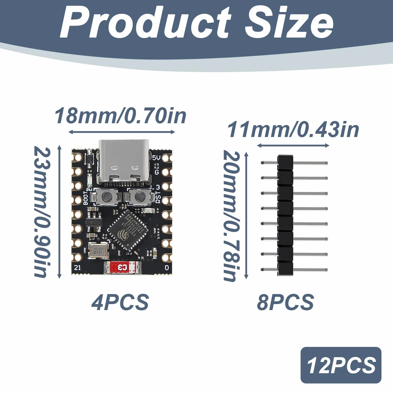 Zestaw 4 płyt rozwojowych ESP32-C3, moduł ESP32-C3 Mini, WiFi 2,4 GHz i Bluetooth 5.0, procesor RISC-V 32-bitowy 160 MHz, do Arduino MicroPython, IoT, inteligentny dom, sieć czujników