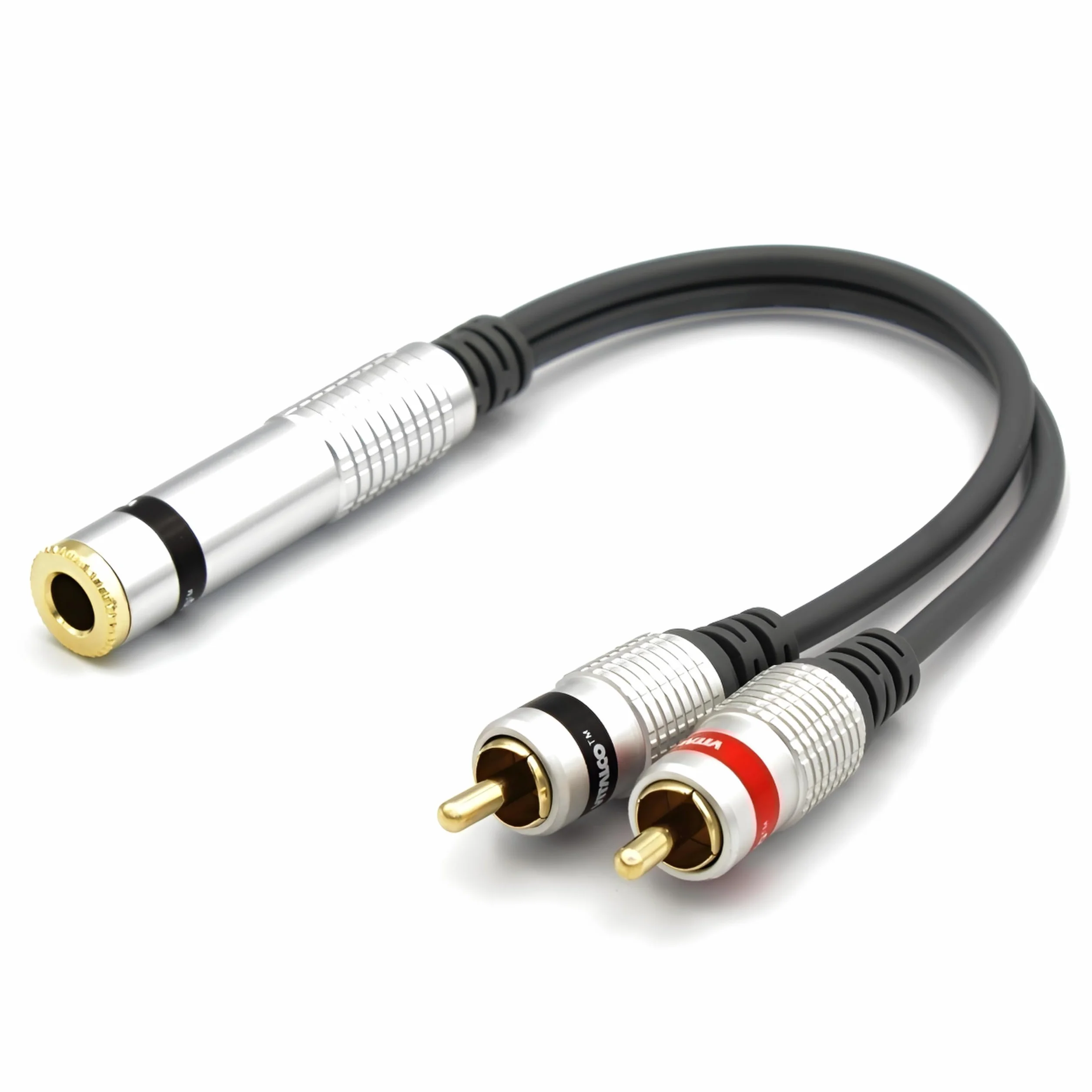 Adapter Jack 6,3mm Stereo TRS na 2x Wtyk RCA Vitalco Przejściówka 6.3 na 2RCA cinch Kabel Audio