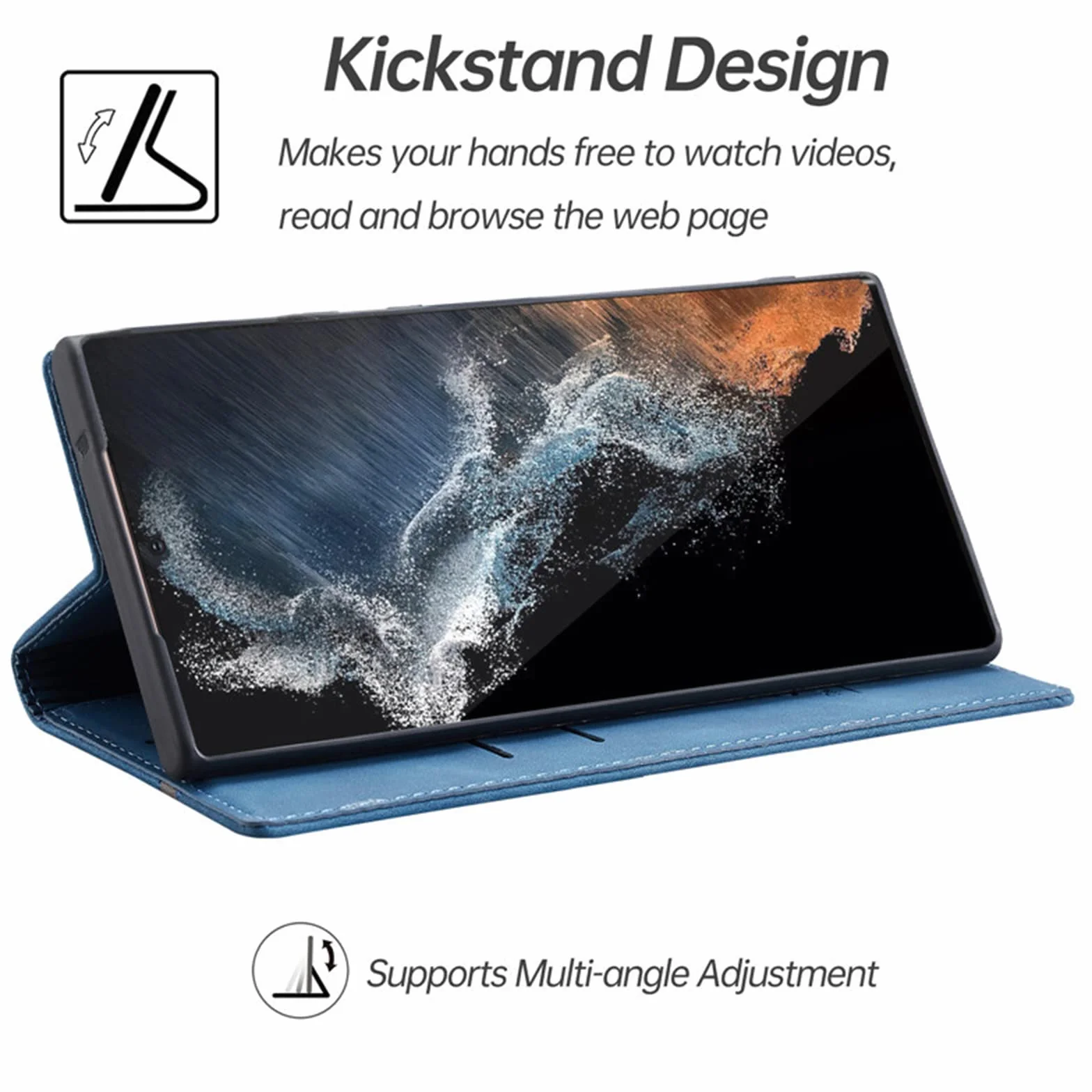 Etui do Samsung Galaxy S22/S22 Plus/S22 Ultra, skórzany portfel etui z przegródką na karty gotówkę magnetyczne zamknięcie etui z klapką na telefon, niebieskie, S22 Plus 6,5 cala