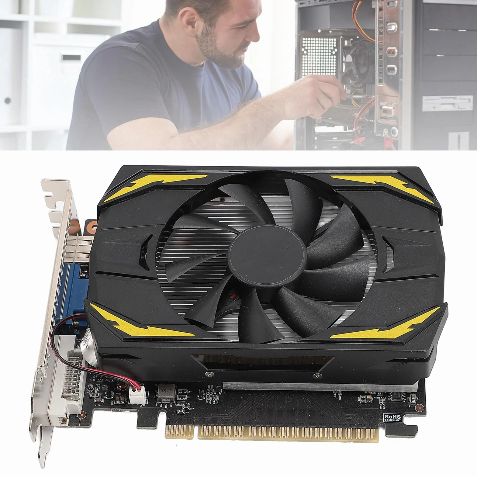 Karta Graficzna, 4 GB GDDR5 128 Bit 1080 P HD, PCI Express 3.0x16 DVI 640SP do Gier Roboczych z DirectX 12, Shader Model 5.0