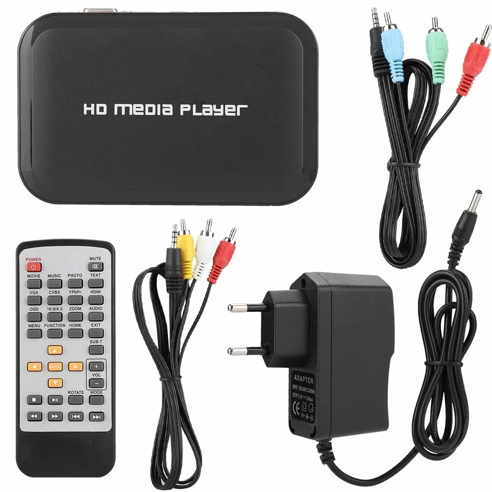 Odtwarzacz HDMI, 1080P Mini HDMI Obsługa odtwarzacza multimedialnego Karta SD/MMC, dysk U, przenośny dysk twardy Sieciowy odtwarzacz wideo z dyskiem twardym do systemu kina domowego.
