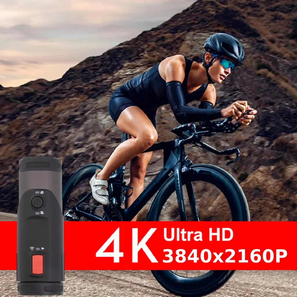 Wodoodporna Kamera Sportowa 4K HD WiF, Zewnętrzna Kamera Sportowa ze Stojakiem na Rower i Czujnikiem G, Kamera Rowerowa o Szerokim Kącie 170 ° Rejestrator Wideo do Nurkowania na Motocyklu