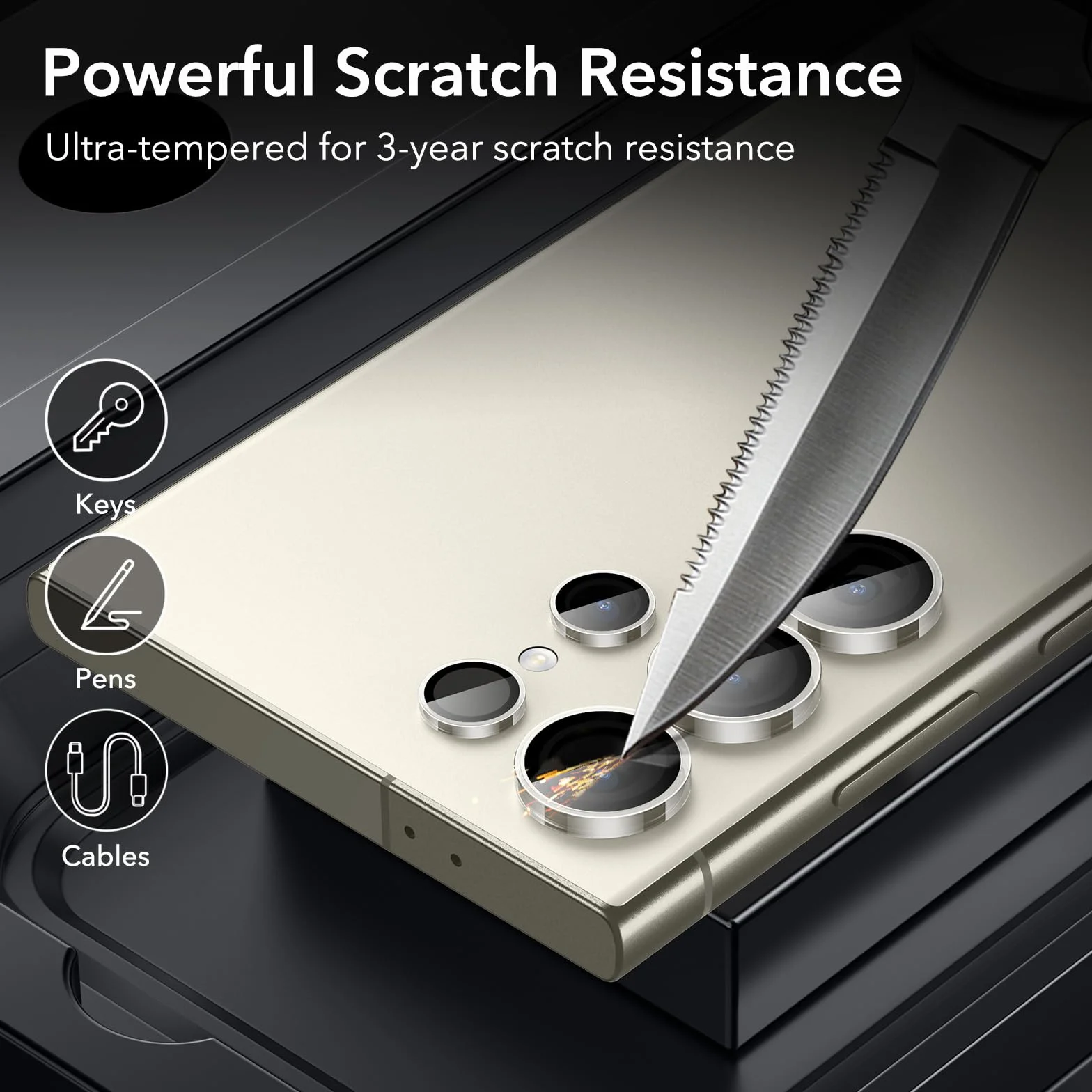 ESR Osłona obiektywu Samsung Galaxy S24 Ultra, szkło hartowane, aluminiowa krawędź, 2 zestawy, przezroczysta