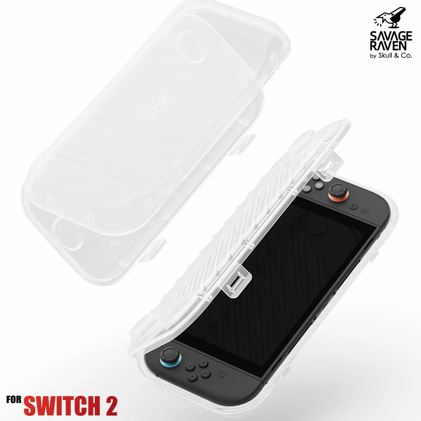 Savage Raven by Skull & Co. Etui ochronne Carrying Storage Box for Nintendo Switch 2: Przenośne smukłe plastikowe etui Full Protection and Hard-Shell - Smoky Black