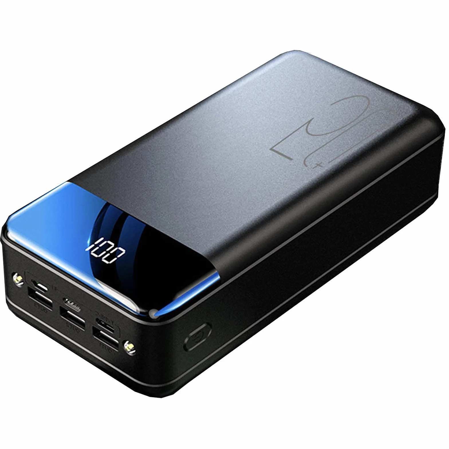 80000 mAh Powerbank do Outdoor Camping 2.1 A przenośna szybka ładowarka zewnętrzna bateria z wyświetlaczem LED do telefonów i tabletów (rozmiar: czarny, kolor: 40000mAh