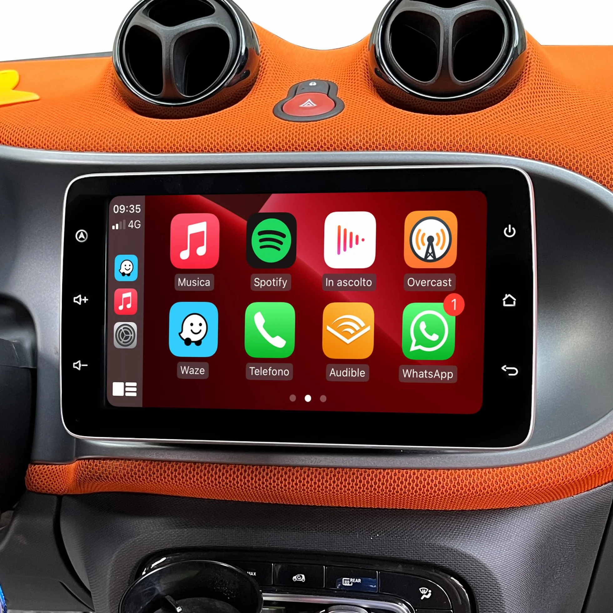 Aktualizacja ekranu Android 20.3 cm do Mercedes Smart Fortwo W453 (2015-2019), bezprzewodowa CarPlay Android Auto, lustrzane odbicie ekranu, podzielony ekran, Wi-Fi, muzyka, nawigacja GPS, mapy