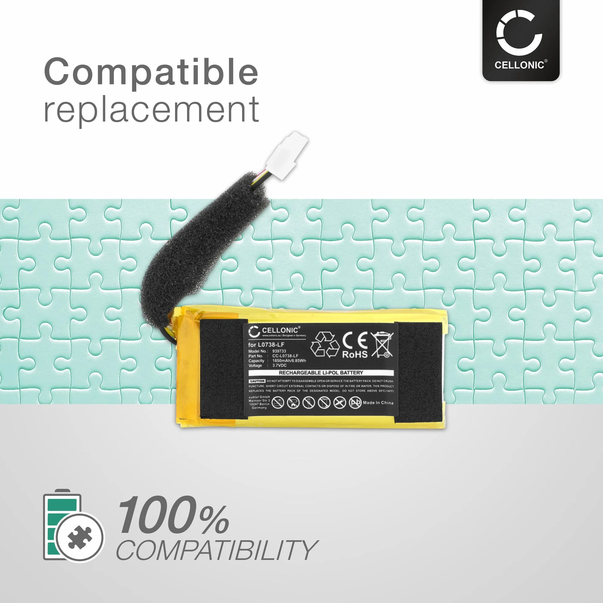 CELLONIC 1 x bateria głośnikowa kompatybilna z tunerem JBL 1, L0738-LF - (1850mAh, 3,7V)