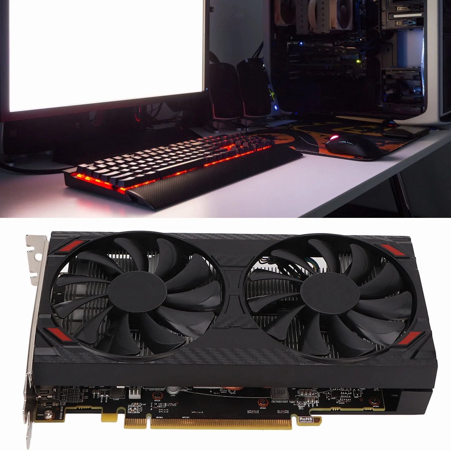 Bewinner RX 5500XT karta graficzna do gier 8 GB, 4K GDDR6 komputer z DVI, 128 bit 1845 MHz PCI Express 3.0 do komputerów stacjonarnych PC Gaming do DirectX