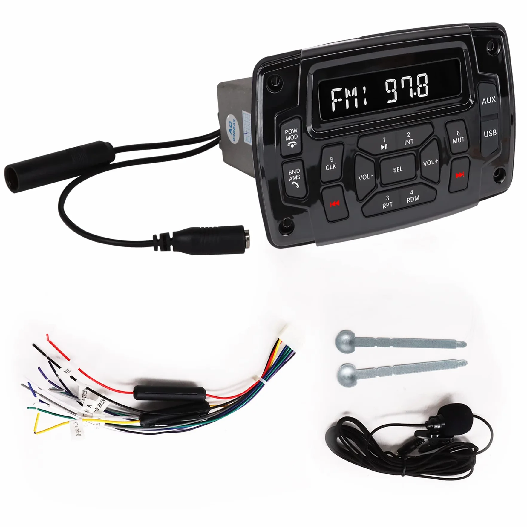 Morski i samochodowy odbiornik stereo Bluetooth, wodoodporny odtwarzacz MP3 z radiem AM/FM, wejście USB, jednostka główna łodzi, systemy audio do kampera, UTV Yacht