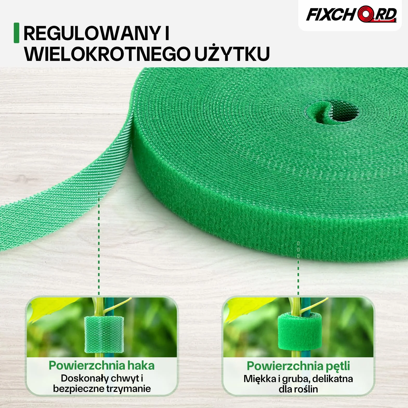 Taśma do wiązania roślin samoprzylepna 10 m, klipsy i haczyki