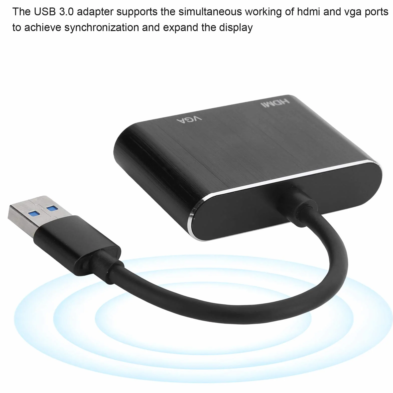 Adapter USB na HDMI VGA, Konwerter USB 3.0 na HDMI 1920 X 1080P, żeński Adapter Wideo 5 Gb/s USB na HDMI i VGA, Plug and Play
