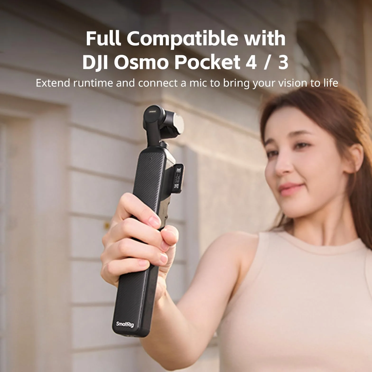 SMALLRIG Uchwyt na baterie Osmo Pocket 4/3 do DJI, uchwyt zasilający o pojemności 5000mAh z szybkim ładowaniem 20W, bezprzewodowe połączenie audio z mikrofonem, do statywu/kija do selfie - 5705
