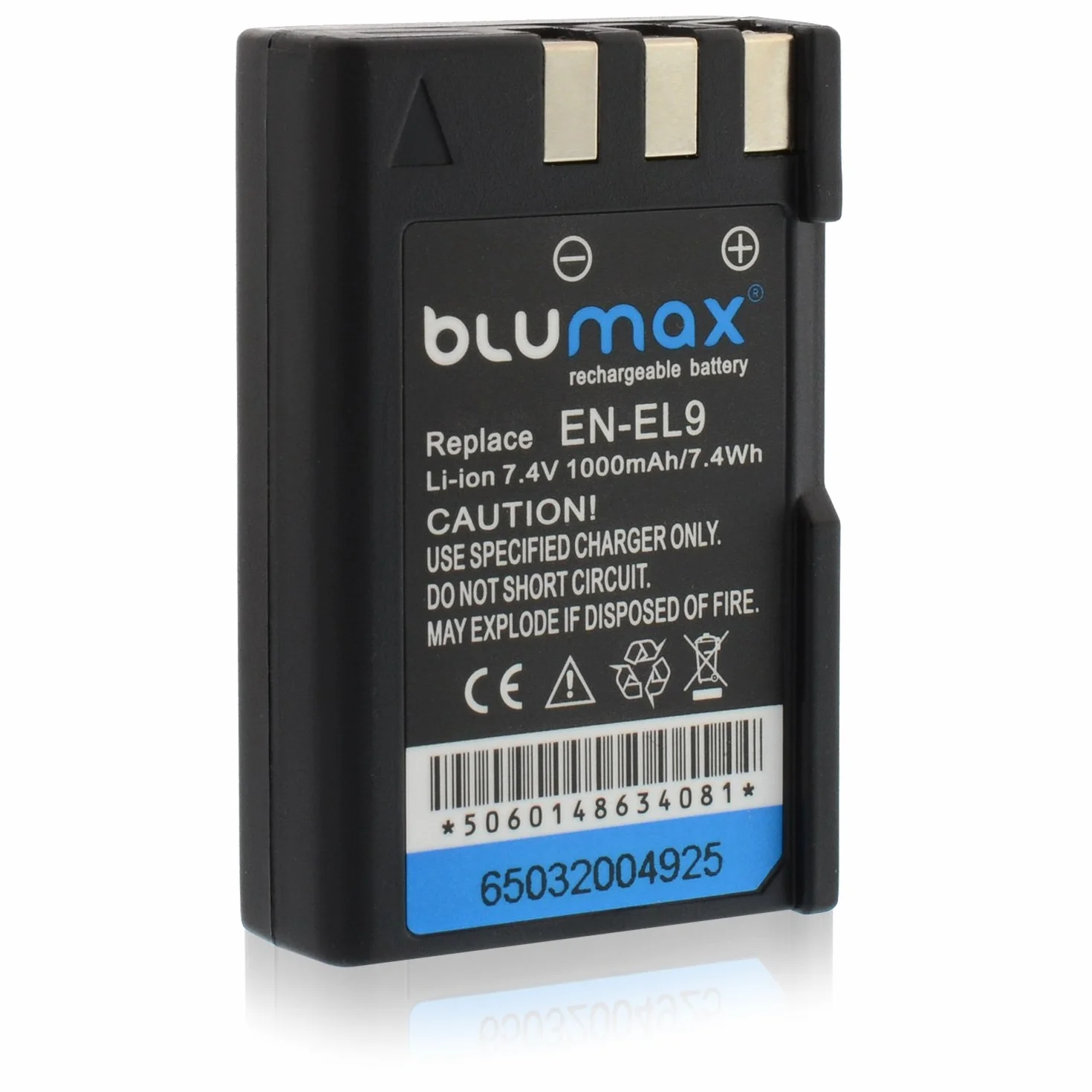 Blumax Akku kompatibel mit Nikon D3000 D40 D40x D5000 D60 EN-EL9 EN-EL9a 1000 mAh