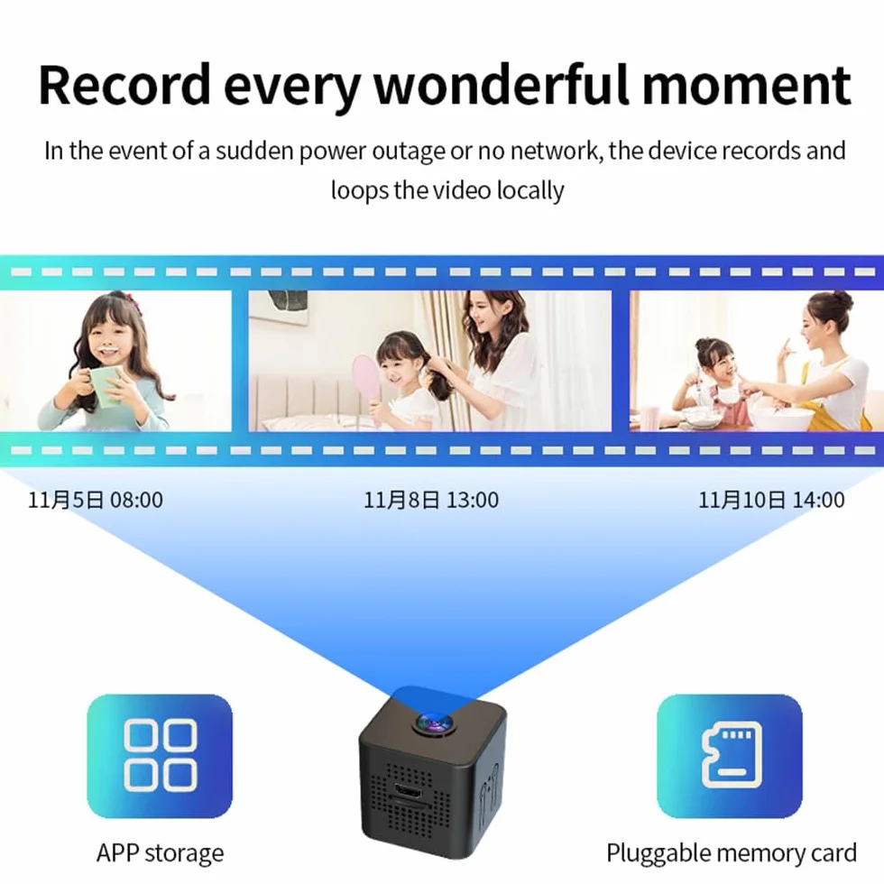 Mokeum Mini kamera szpiegowska, ukryta kamera 1080P o wysokiej rozdzielczości, szerokokątna, bezprzewodowa, inteligentna kamera WiFi, niania, kamera monitorująca bezpieczeństwo w domu, używana na