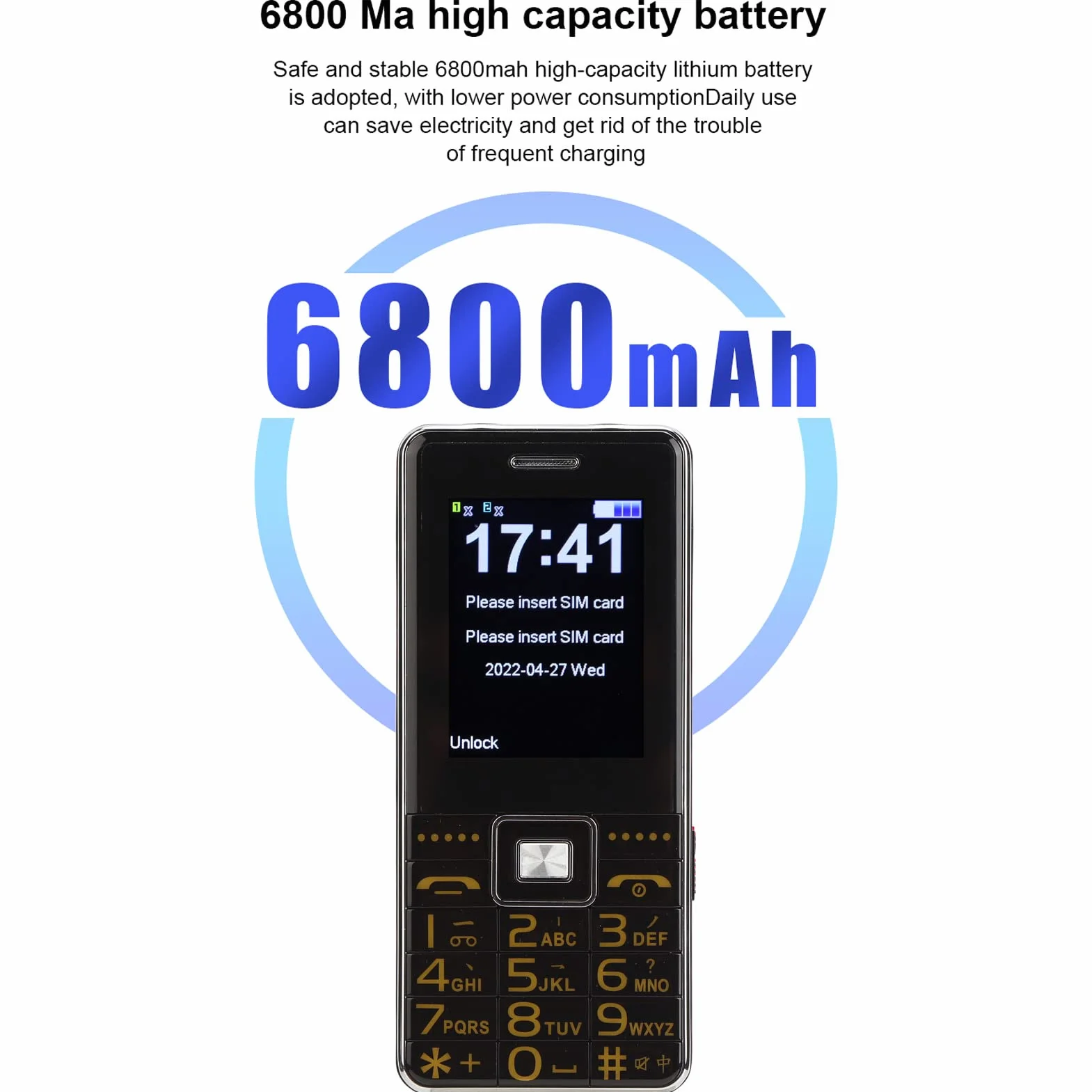 Wielofunkcyjna klawiatura dotykowa do telefonu komórkowego duża tarcza G600 Czas czuwania do telefonu komórkowego dla osób starszych (czarna)