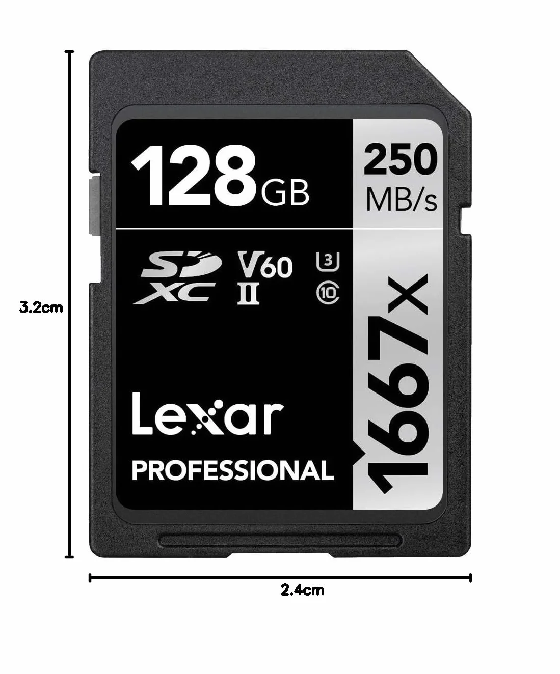 Lexar Professional 1667x 128 GB SD Karta, SDXC UHS-II Karta Pamięci bez czytnika, Do 250 MB/s odczytu, Class 10, U3, V60, SD dla profesjonalnego fotografa, filmowca, entuzjasty (LSD128CB1667)