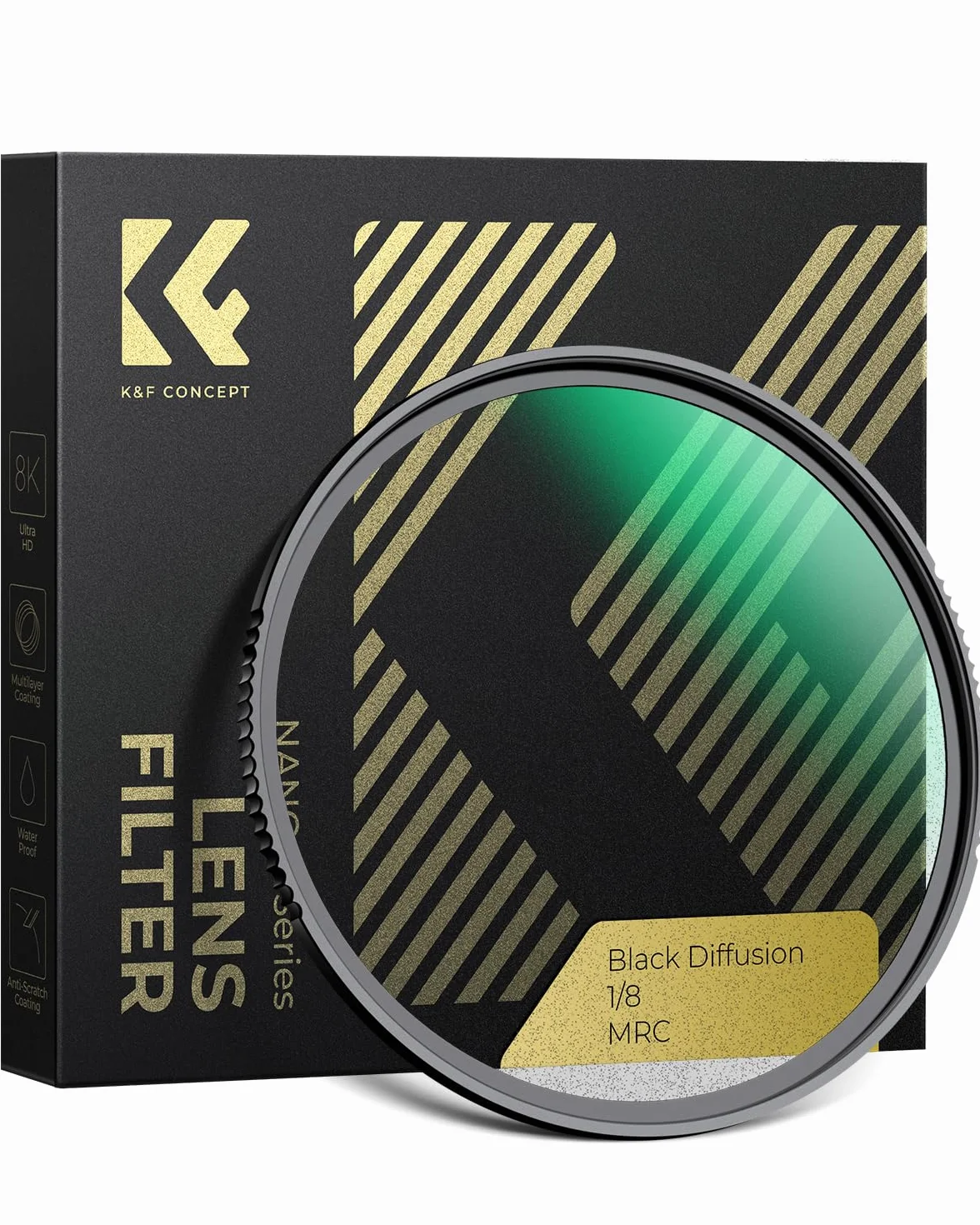 K&F Concept Filtr Black-Mist 1/8 46 mm Czarny dyfuzja Wysoka rozdzielczość Wodoodporny Odporny na zarysowania Antyodblaskowy do obiektywu aparatu cyfrowego