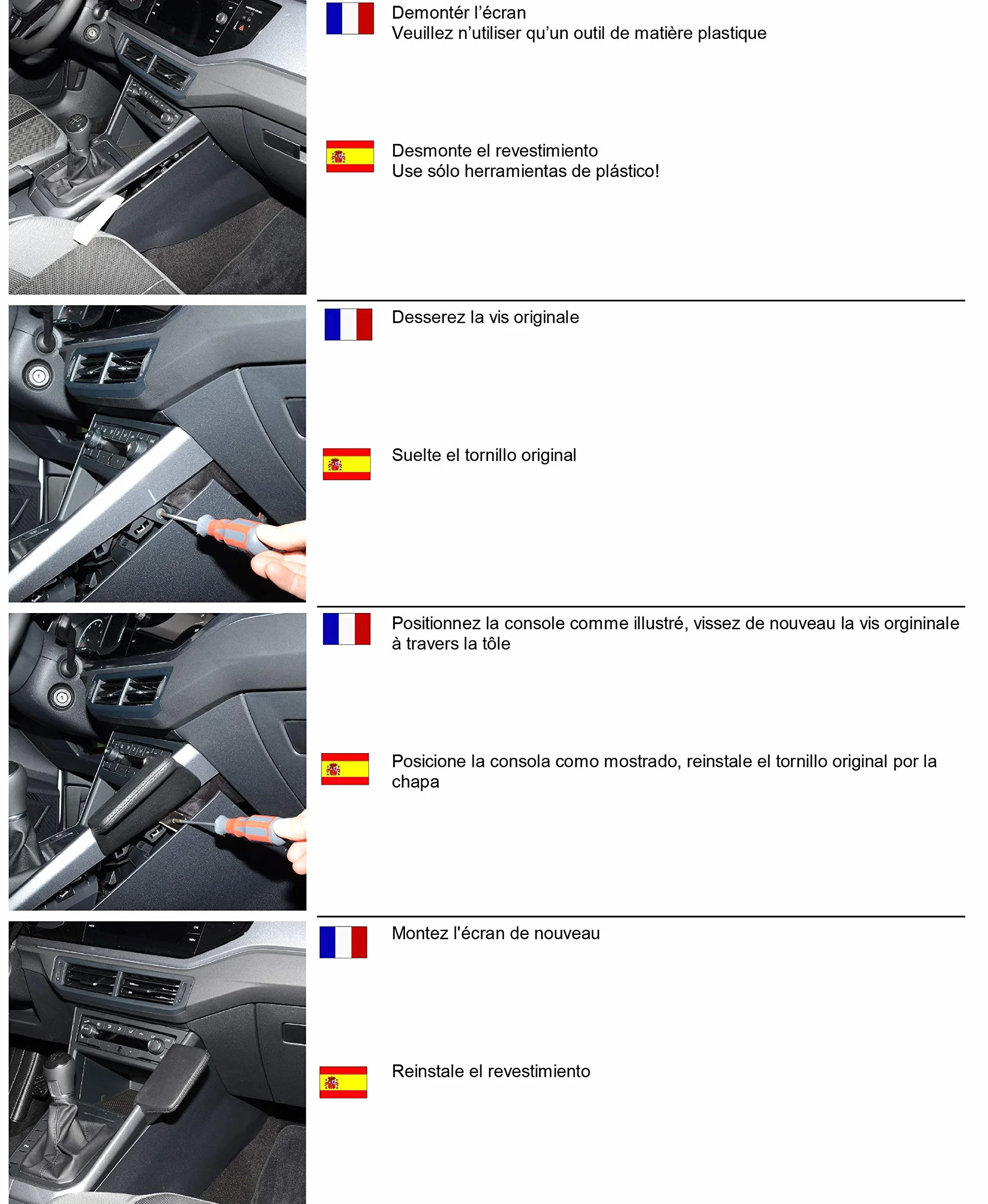 KUDA 3115 uchwyt ze sztucznej skóry czarny do VW Polo VI (AW) od 09/2017 (MU)