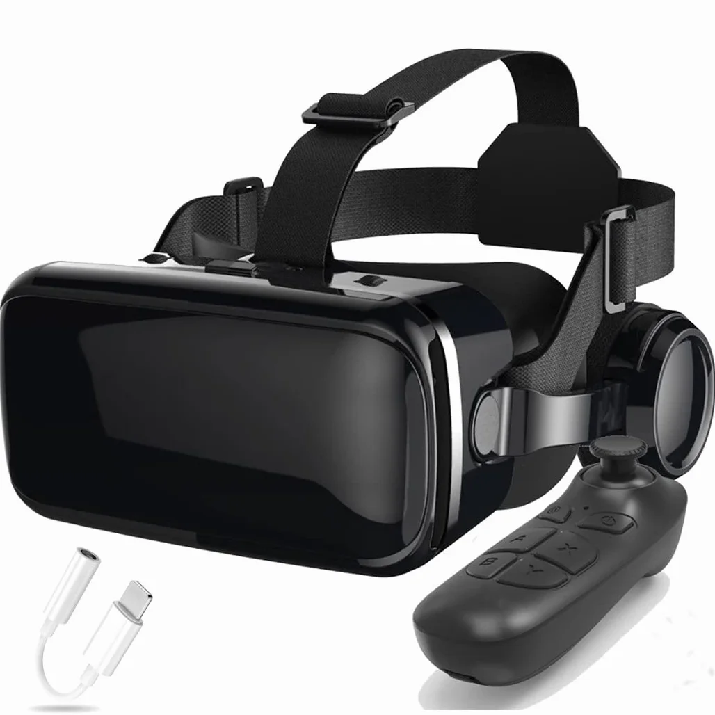 Okulary VR, zestaw słuchawkowy z wirtualnej rzeczywistości, zestawy słuchawkowe VR obsługujące Android i IOS, połączenie Bluetooth do iPhone 13 Pro Max/13 Pro/12/11, do Samsung Galaxy S21, Huawei, Xiaomi