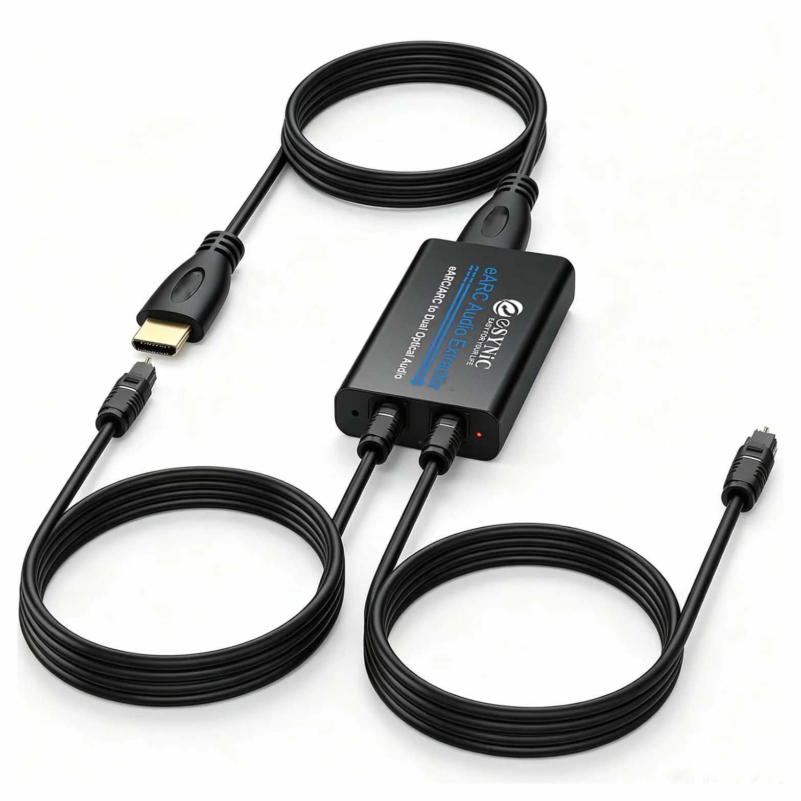 eSynic HDMI do optyczny Extractor Audio z kablem HDMI i SPDIF, obsługa formatu audio 5.1 i 2.0 dla HDTV do SoundBar Słuchawki bezprzewodowe