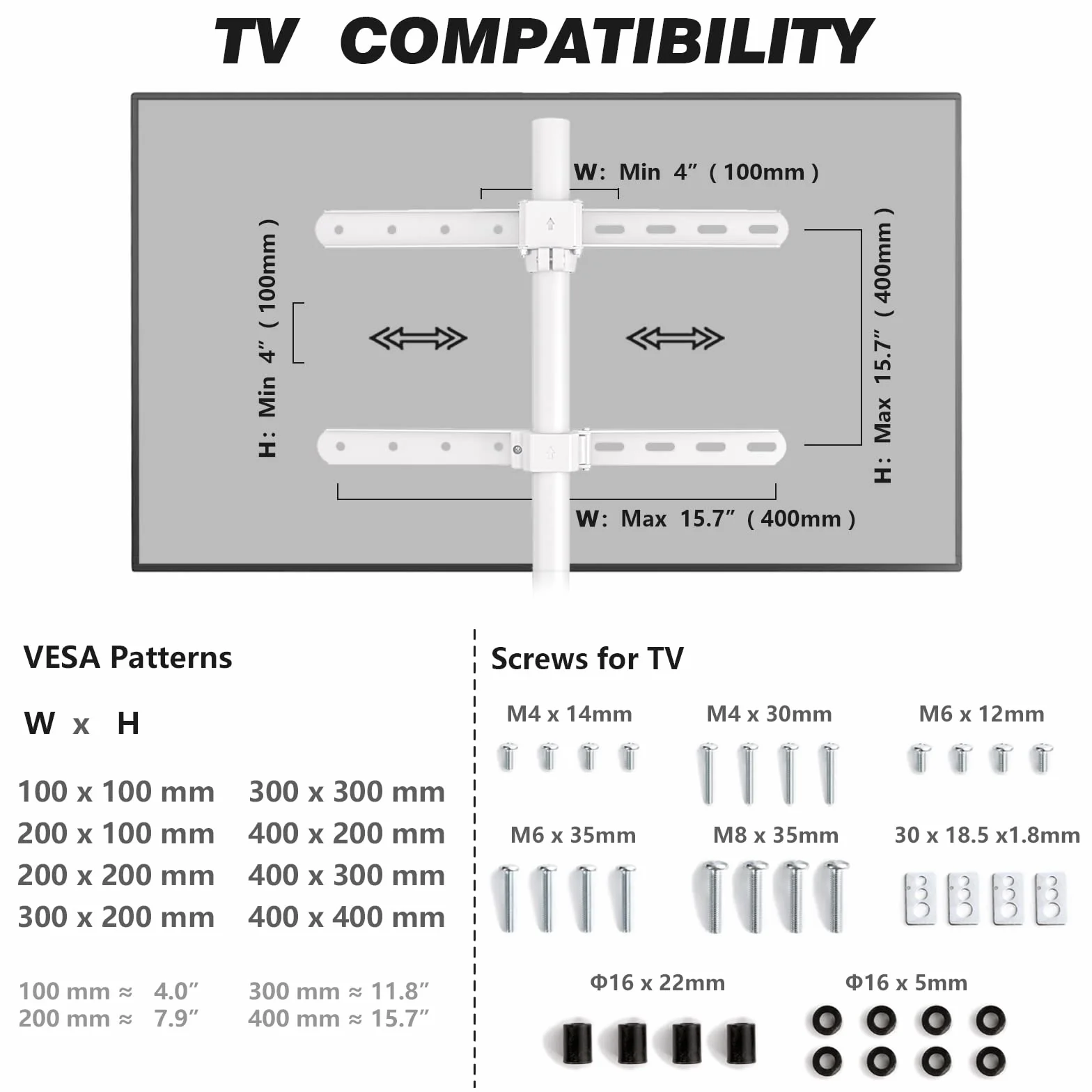 RFIVER Stojak podłogowy pod telewizor 32-65 cali LED LCD OLED z płaskim zakrzywionym telewizorem o ± 25 stopni, narożny stojak na telewizor z regulacją wysokości do 40 kg, zarządzanie kablami, łatwy