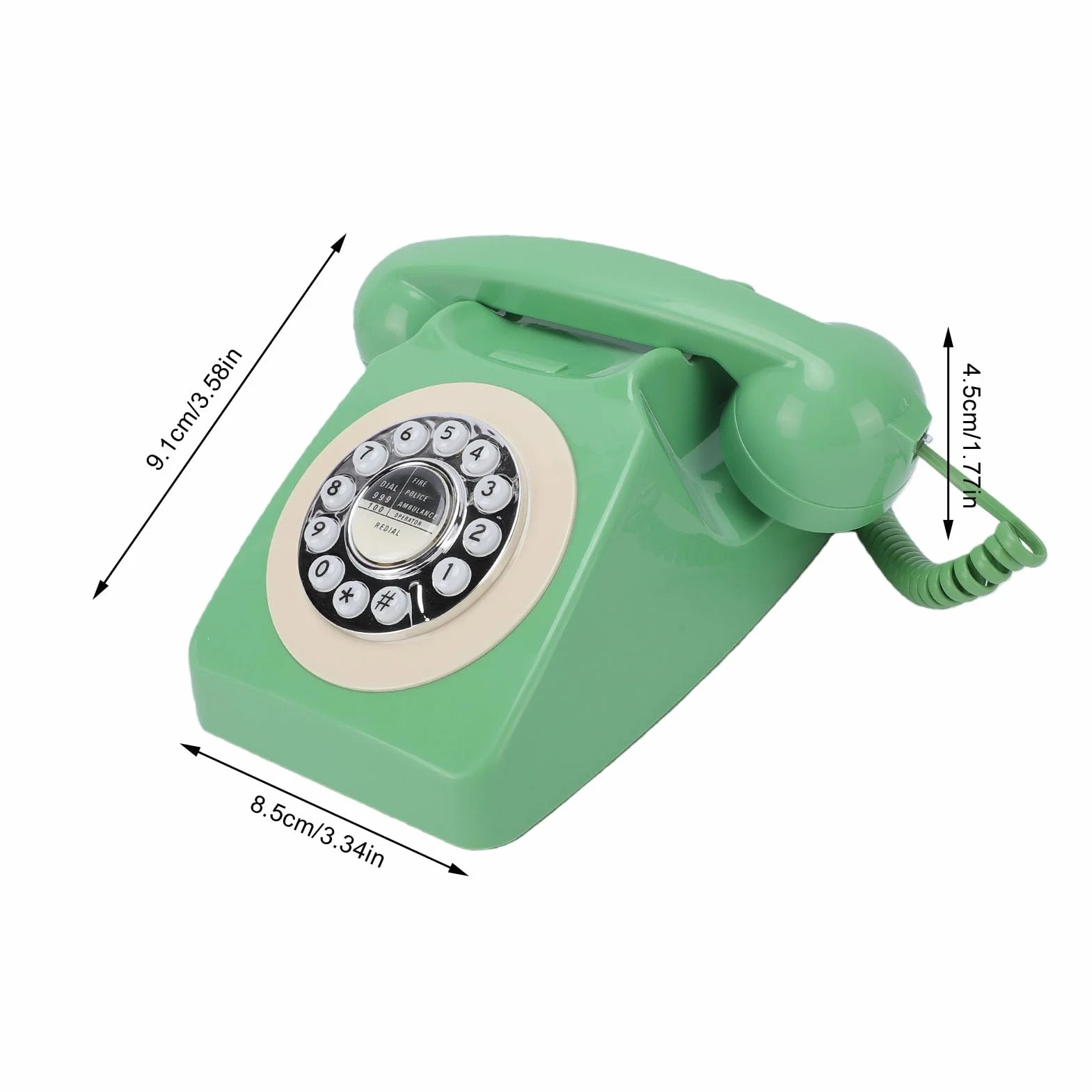 Tosuny Telefon Stacjonarny w Stylu Retro, Klasyczny Przewodowy Telefon Stacjonarny z możliwością Ponownego Wybierania, Przełączanie Impulsowe/tonowe, Nie Wymaga Baterii, do Domowego Biura