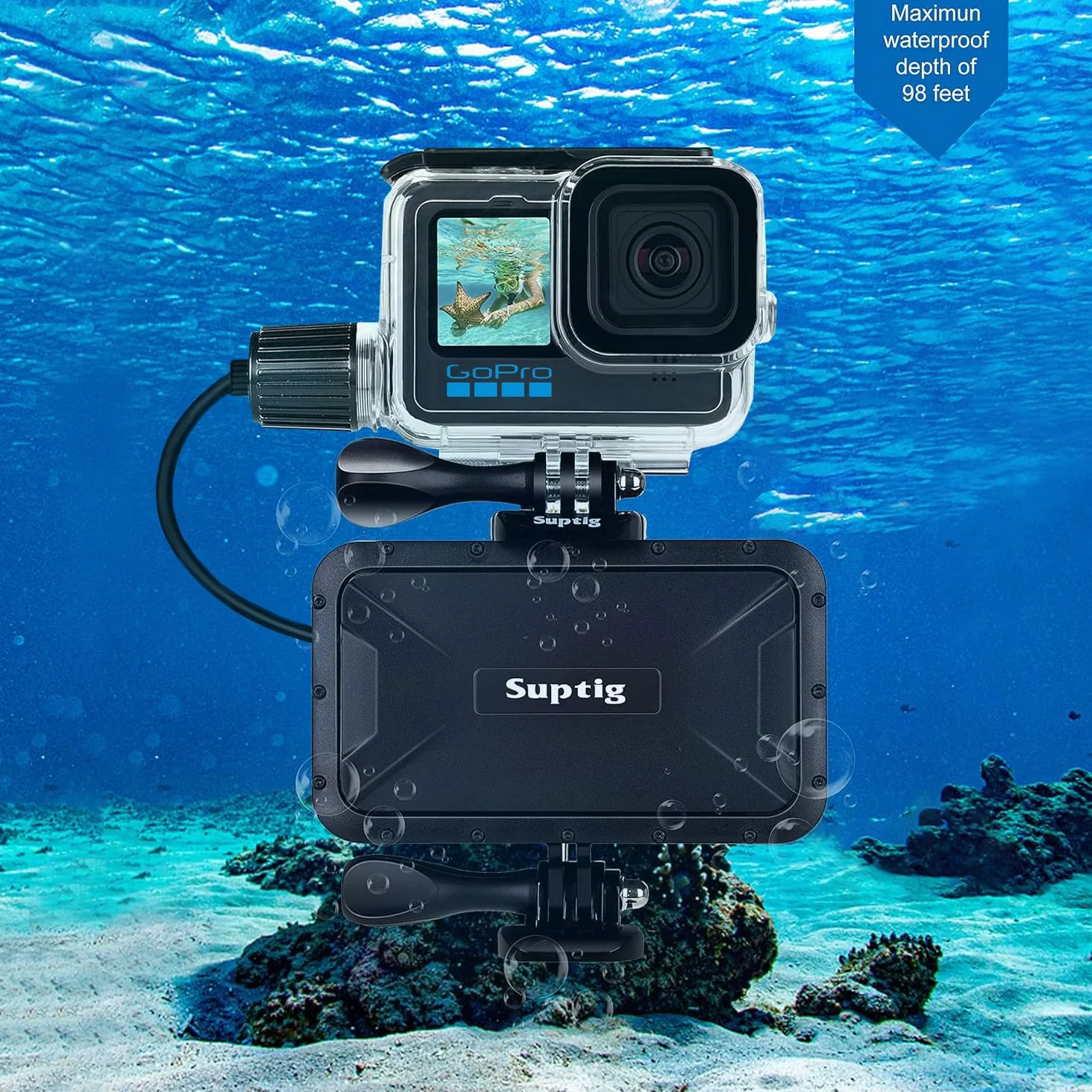 Suptig Przenośna ładowarka, wodoodporna bateria zewnętrzna 7800 mAh, kompatybilna z GoPro Hero13 Hero12 Hero12 Hero11 Hero10 Hero9 Hero8 Hero7 Hero6 Hero5 Hero4 Hero Session DJI Osmo AKASO