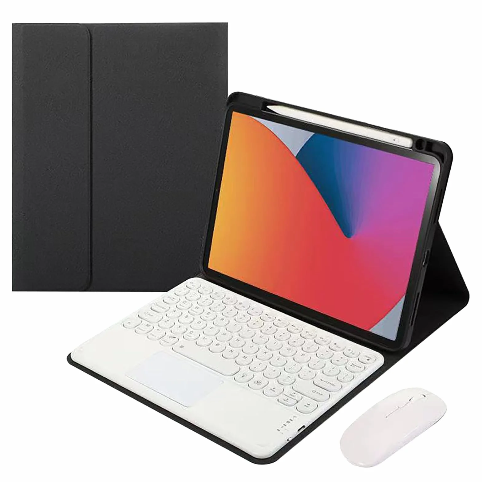 Etui na klawiaturę do Pad 5 / Pad 5 Pro 11 cali 2021, zdejmowana bezprzewodowa klawiatura Bluetooth, z podświetleniem 7 kolorów i panelem dotykowym, czarna