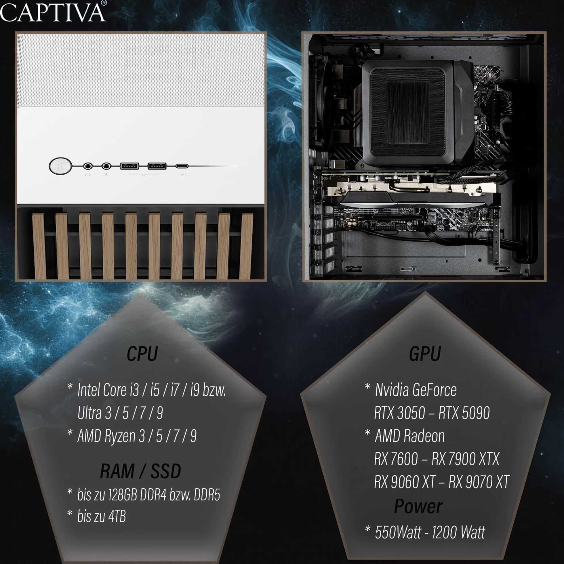 Captiva PC Workstation I79-950 I Intel Core i7 12700K I płyta główna B660M I 32 GB DDR4 RAM I karta graficzna Intel UHD Graphics I 1TB M.2 SSD I bez systemu Windows